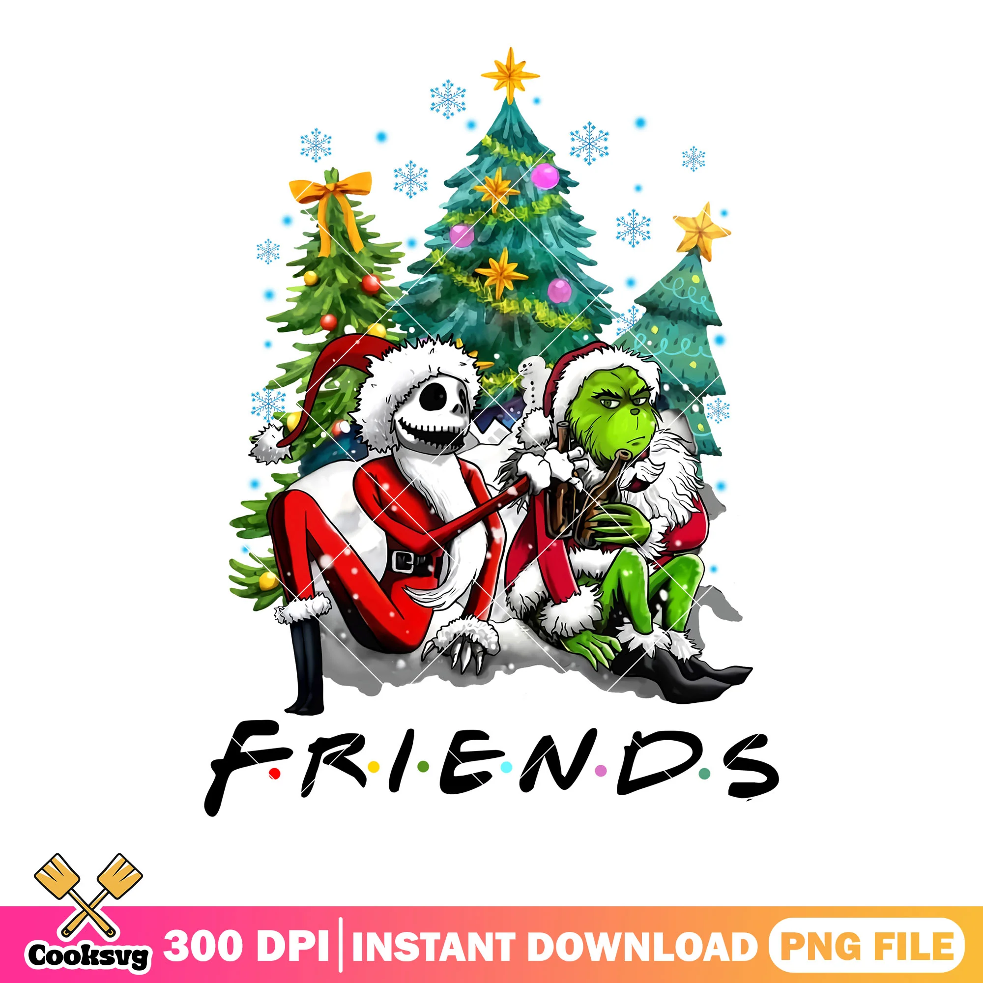 Friends tv show christmas png, jack skelington png, the grinch png