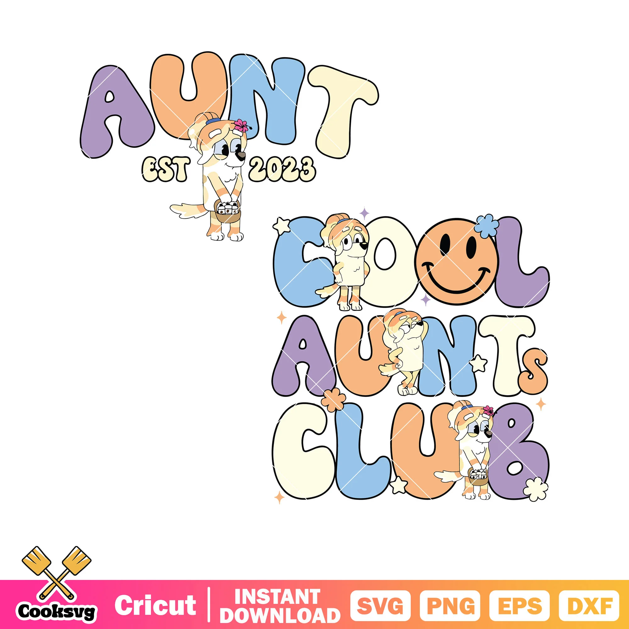 Frisky cool autns club est 2023 svg, bluey aunts svg, cartoom bluey svg