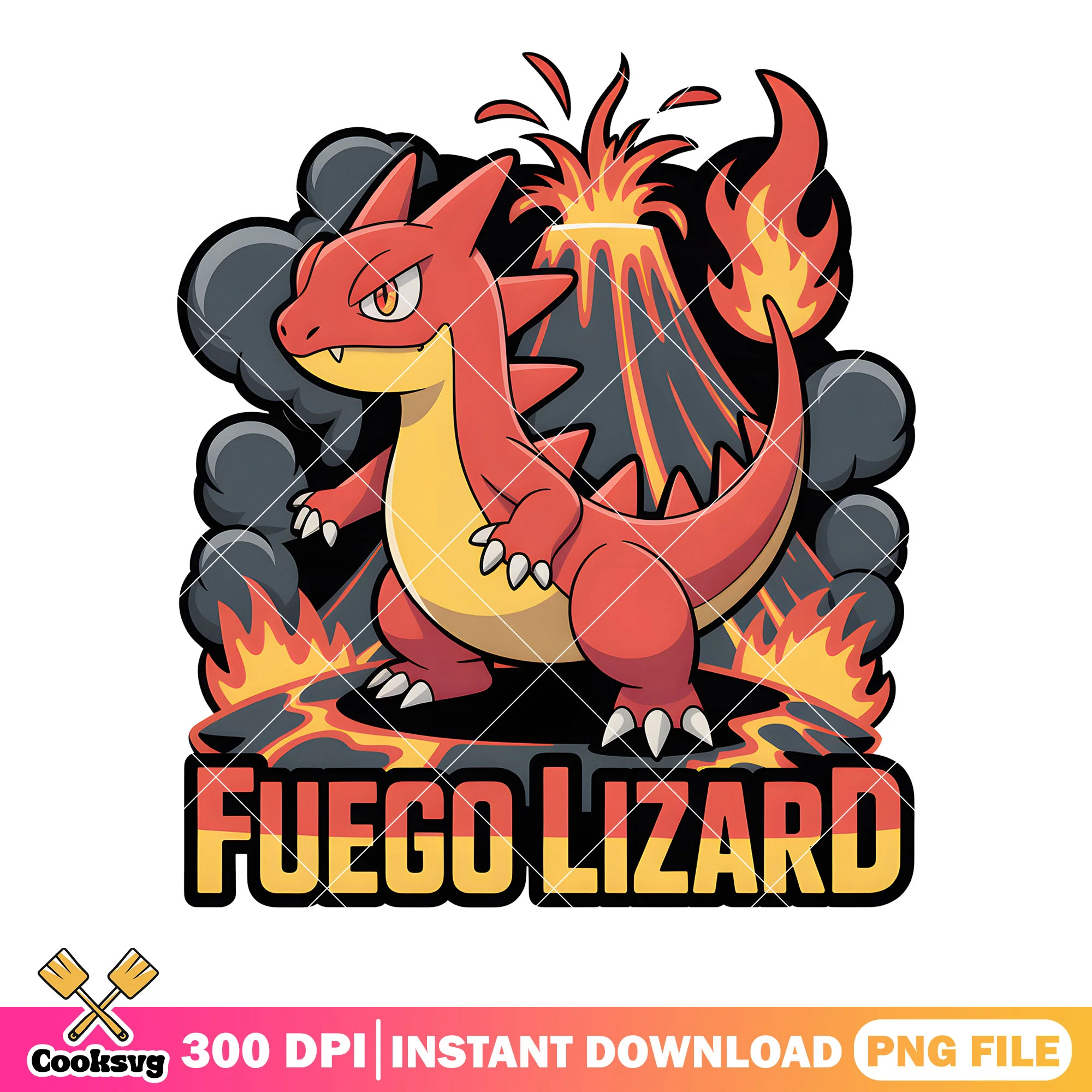Fuego lizard png, volcano pokemon card png, pokemon movie png