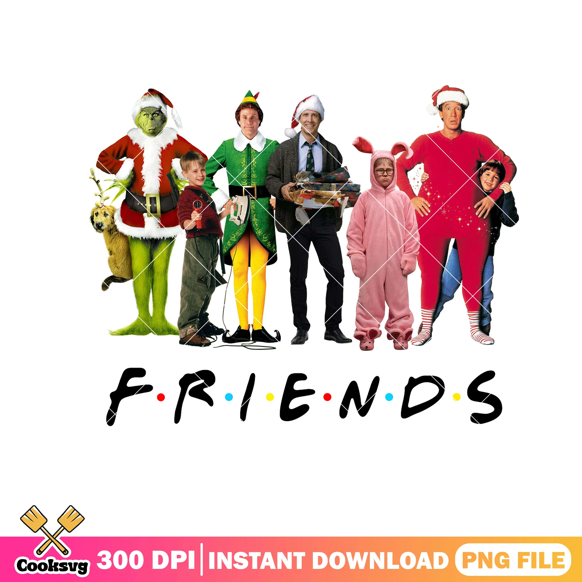 Full christmas friends png, friends tv show png, kevin mccallister png
