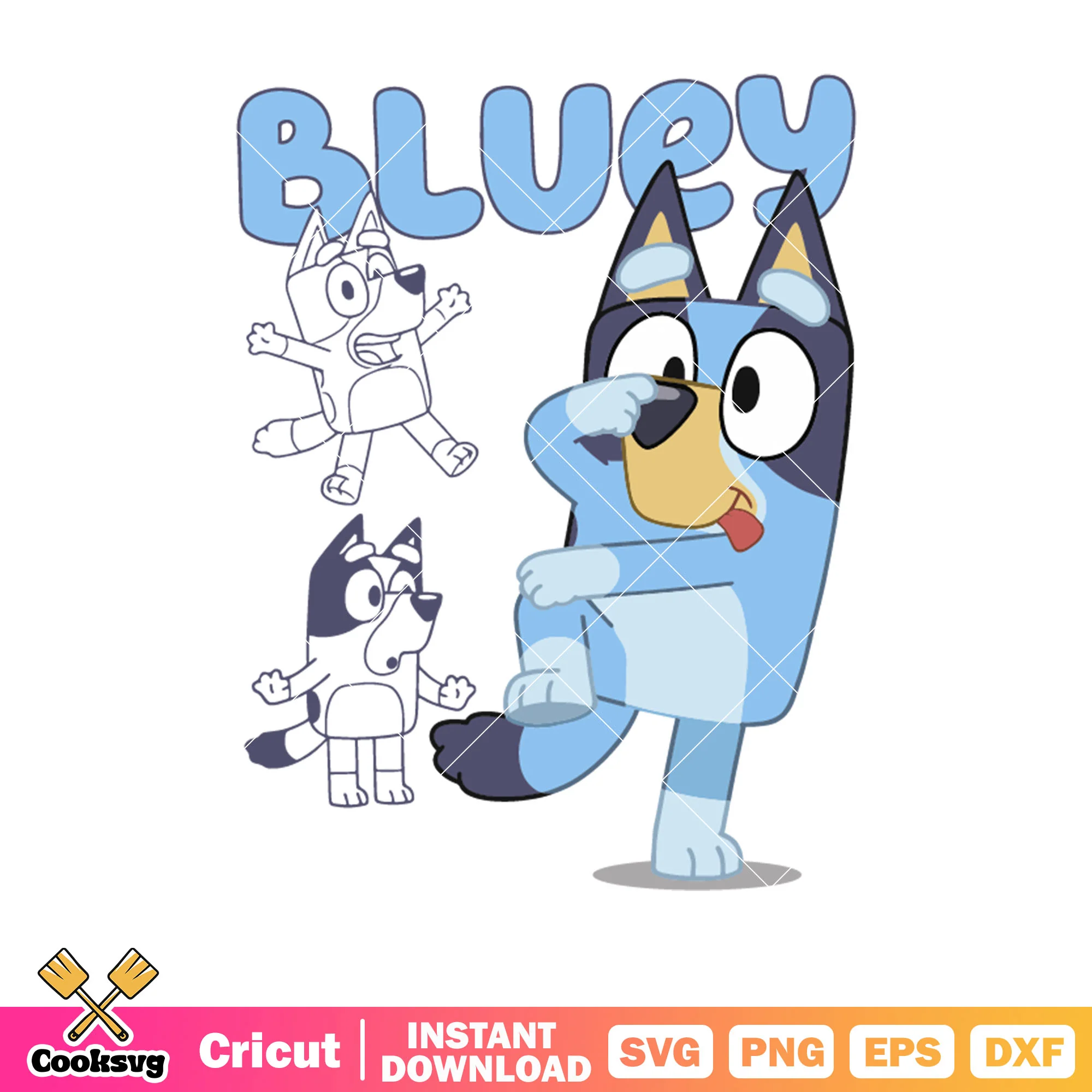 Funny bluey dog design svg, bluey cartoon svg, bluey character svg,