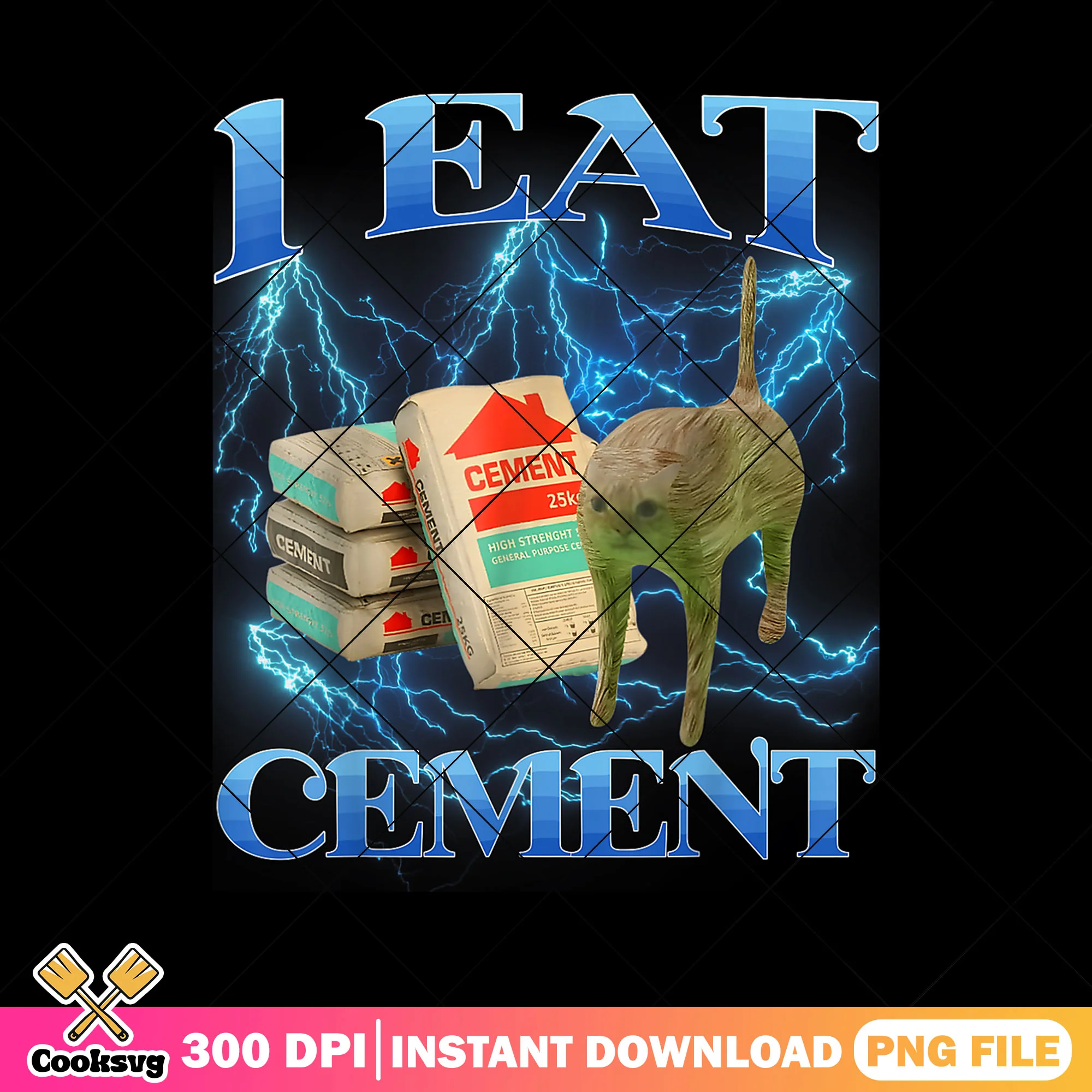 Funny cat I eat cement png, funny cats png, cat meme png