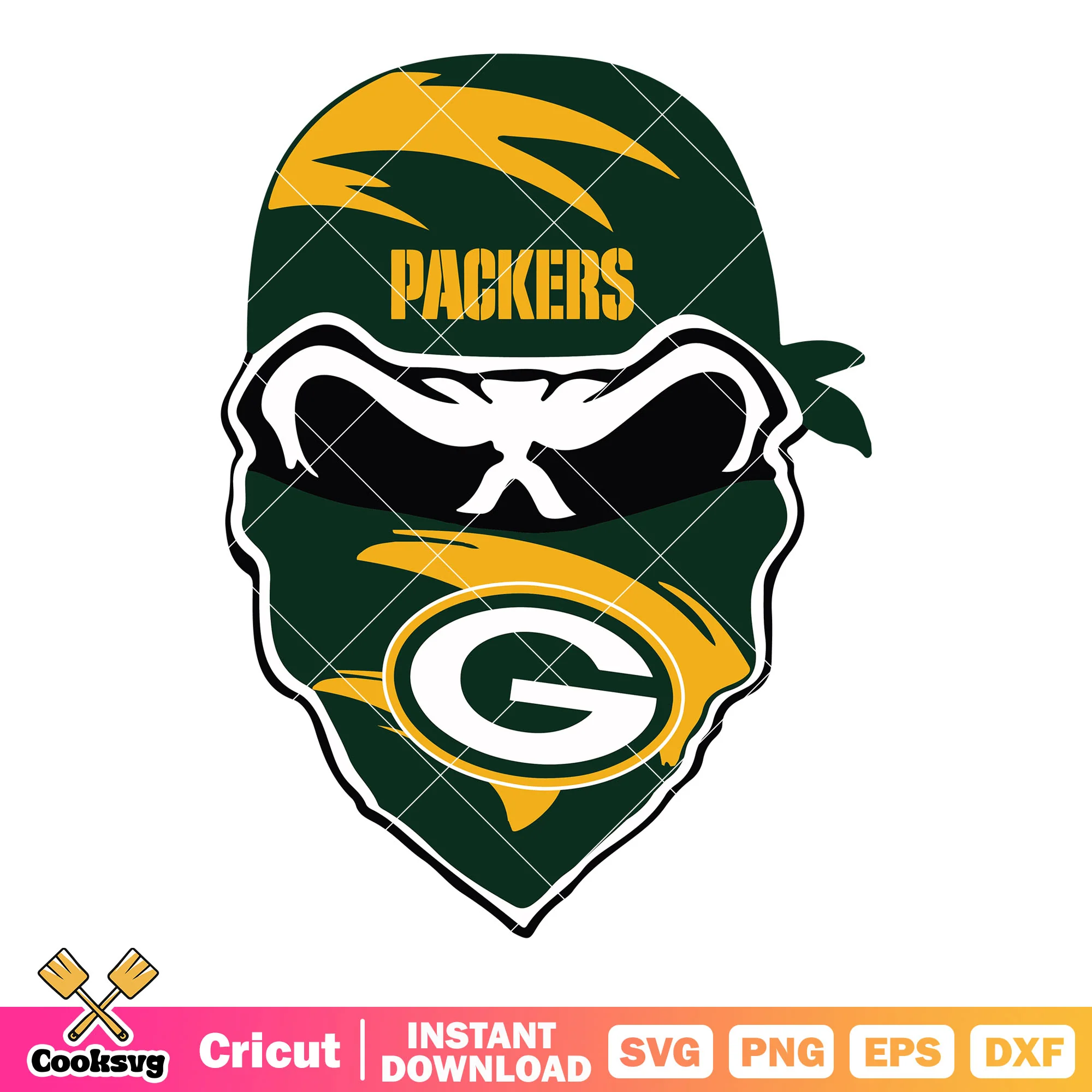 G packers bandana svg, green bay packers svg, skull skeleton svg