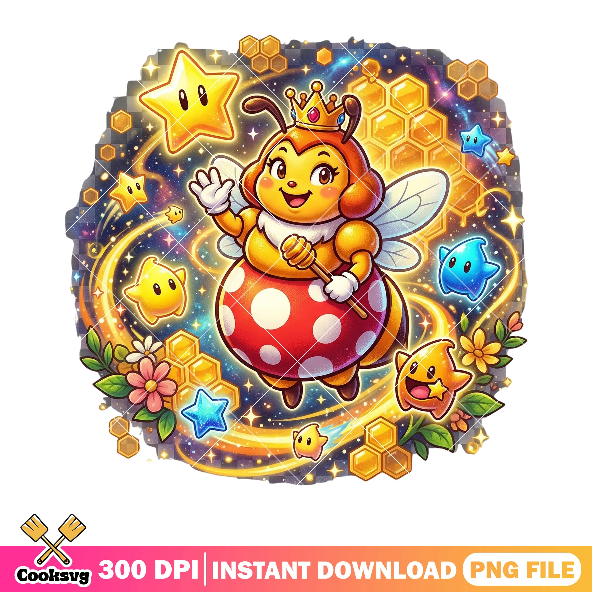 Galaxy bee vibes mario png, mario galaxy queen bee png, galaxy vibes png
