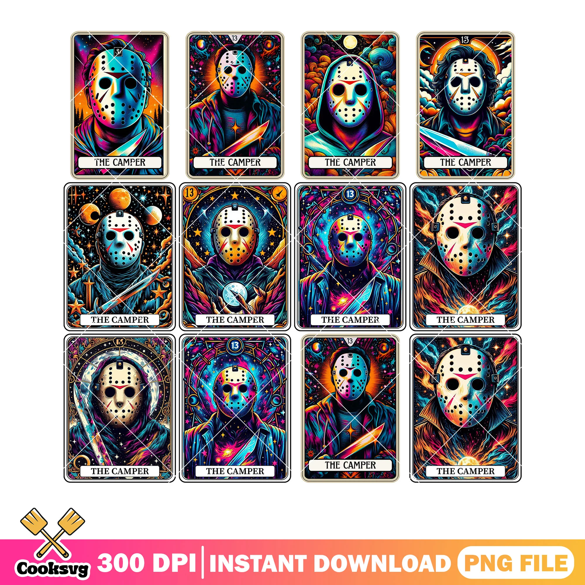 Galaxy killer jason png bundle, friday the 13th png, hockey mask png