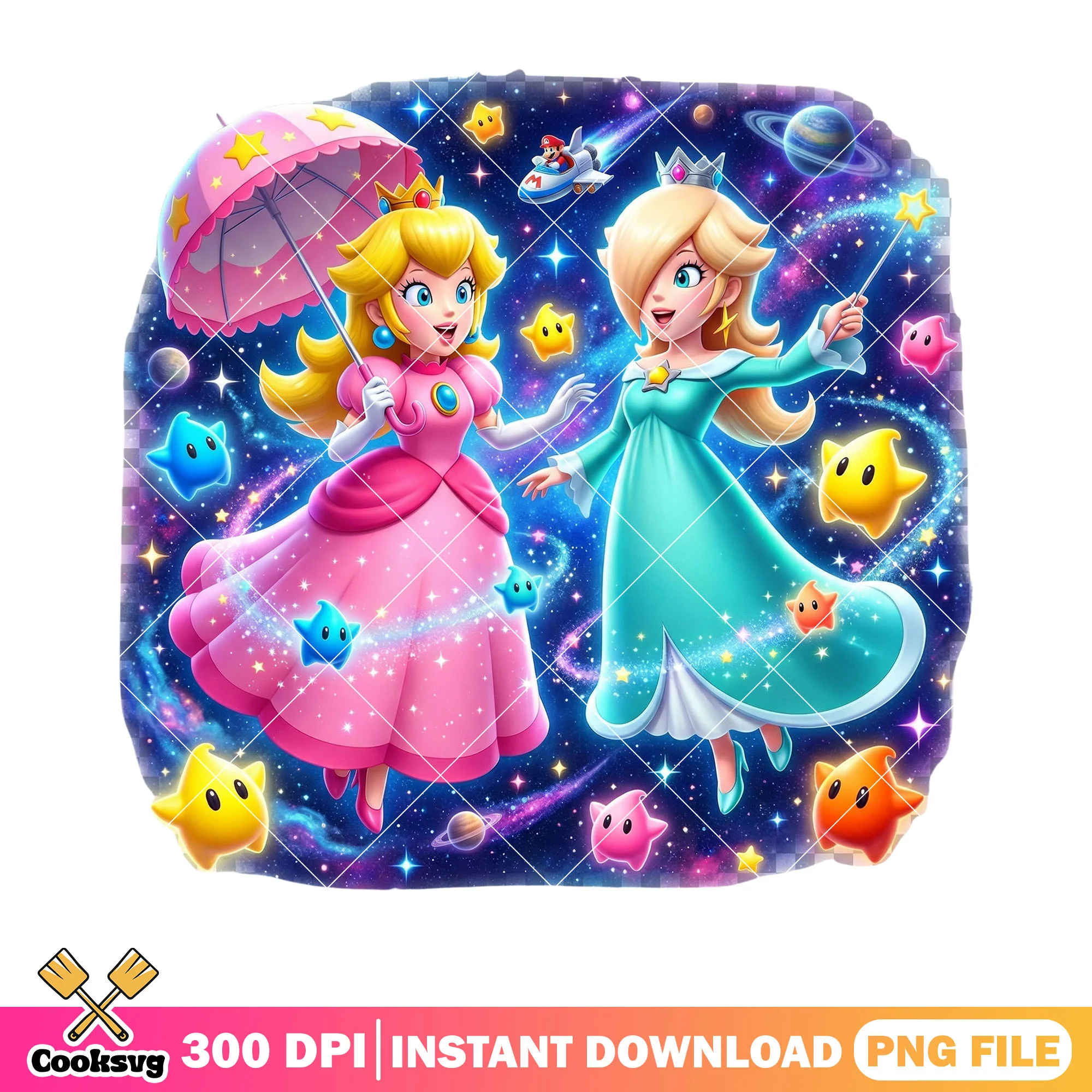 Galaxy princess mario png, peach princess png, rosalina princess png