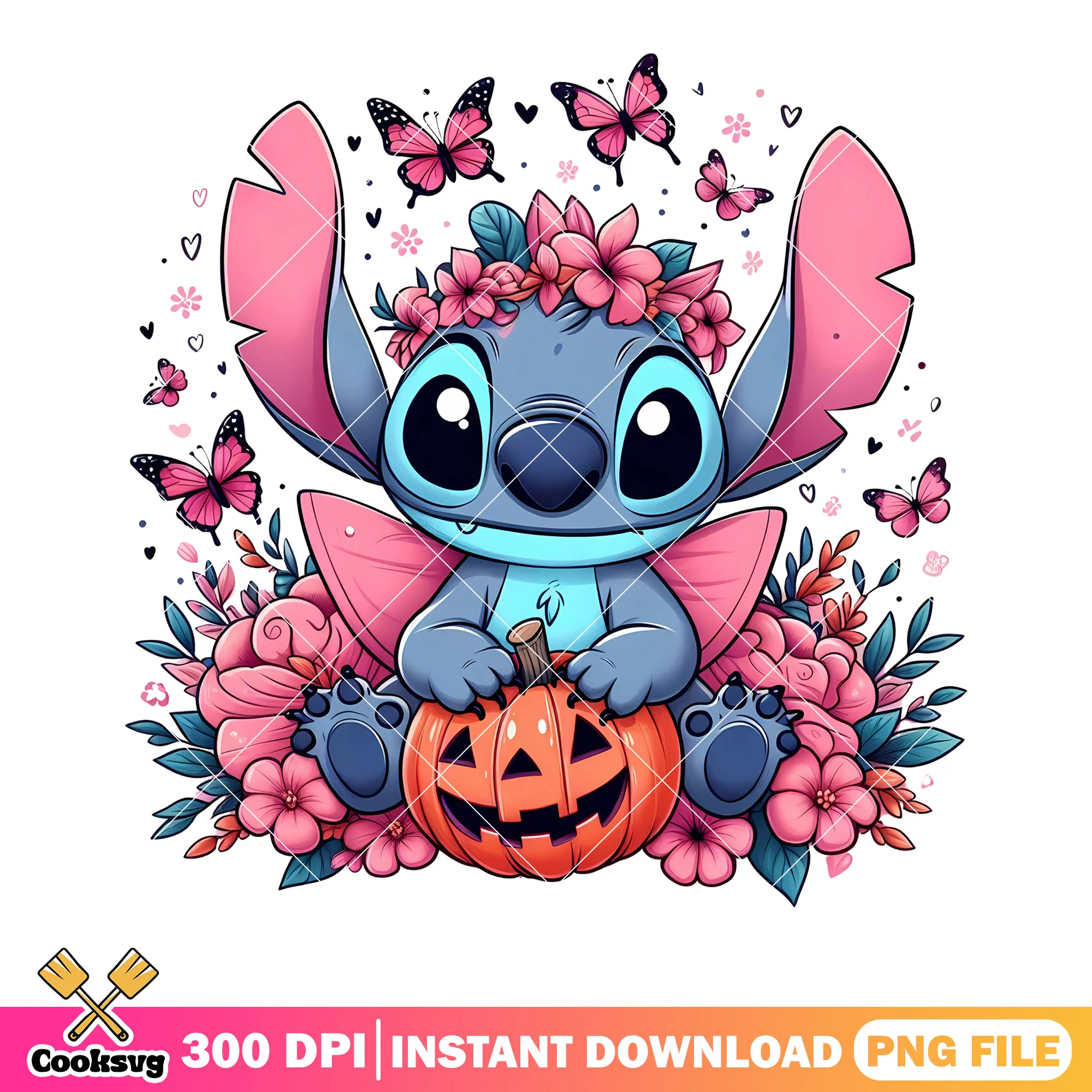 Garalnd pink flower png, jack o lantern png, halloween scary png