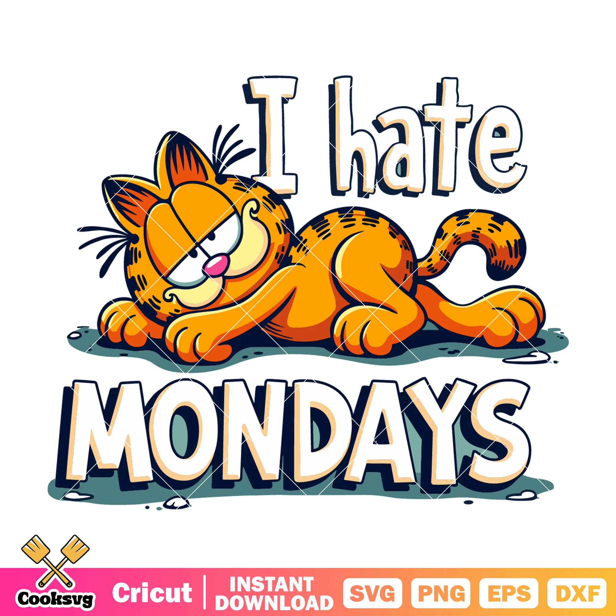 Garfield cat cartoon I hate monday svg, garfield the cat svg, cat garfield svg