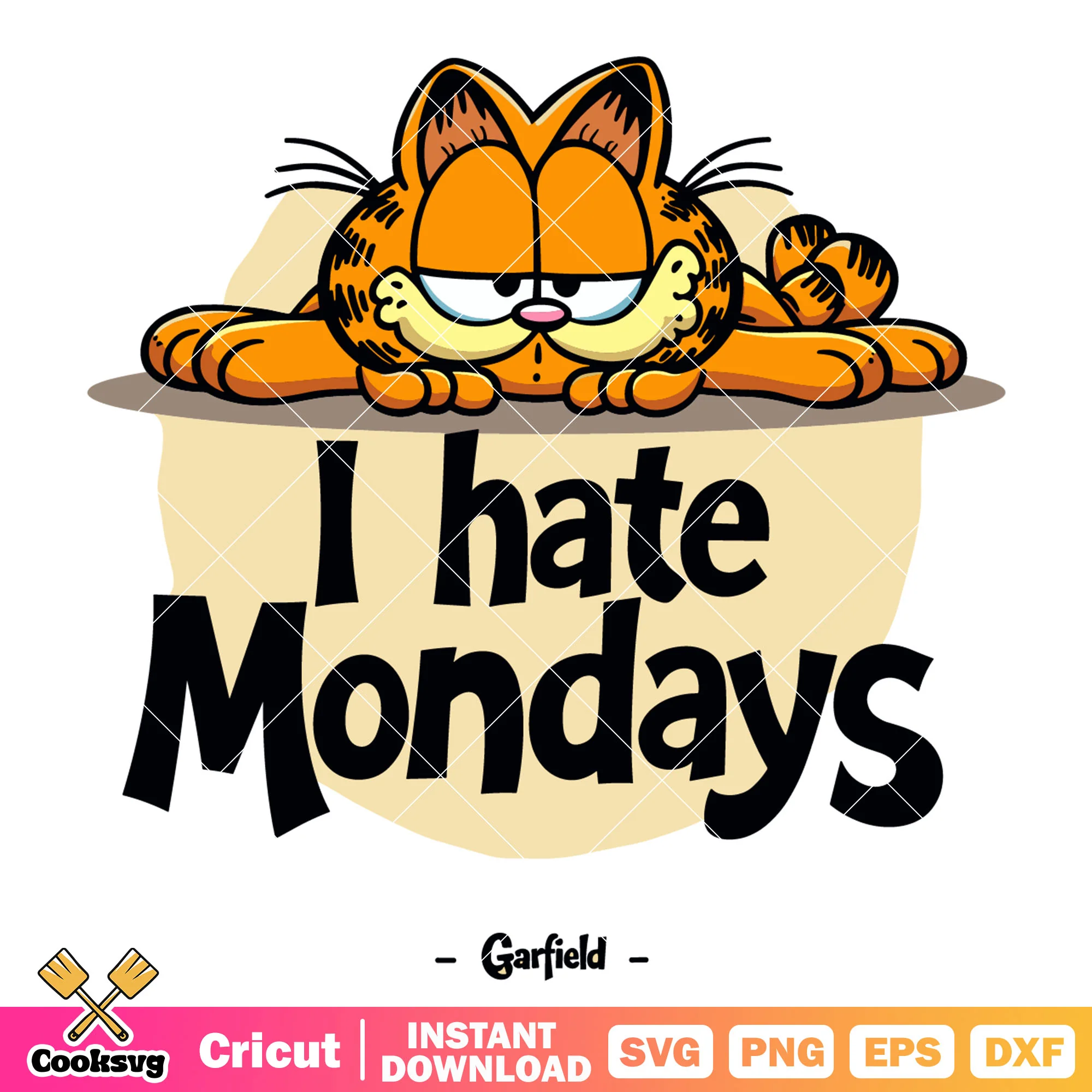 Garfield cat I hate monday svg, garfield the cat svg, cat garfield svg