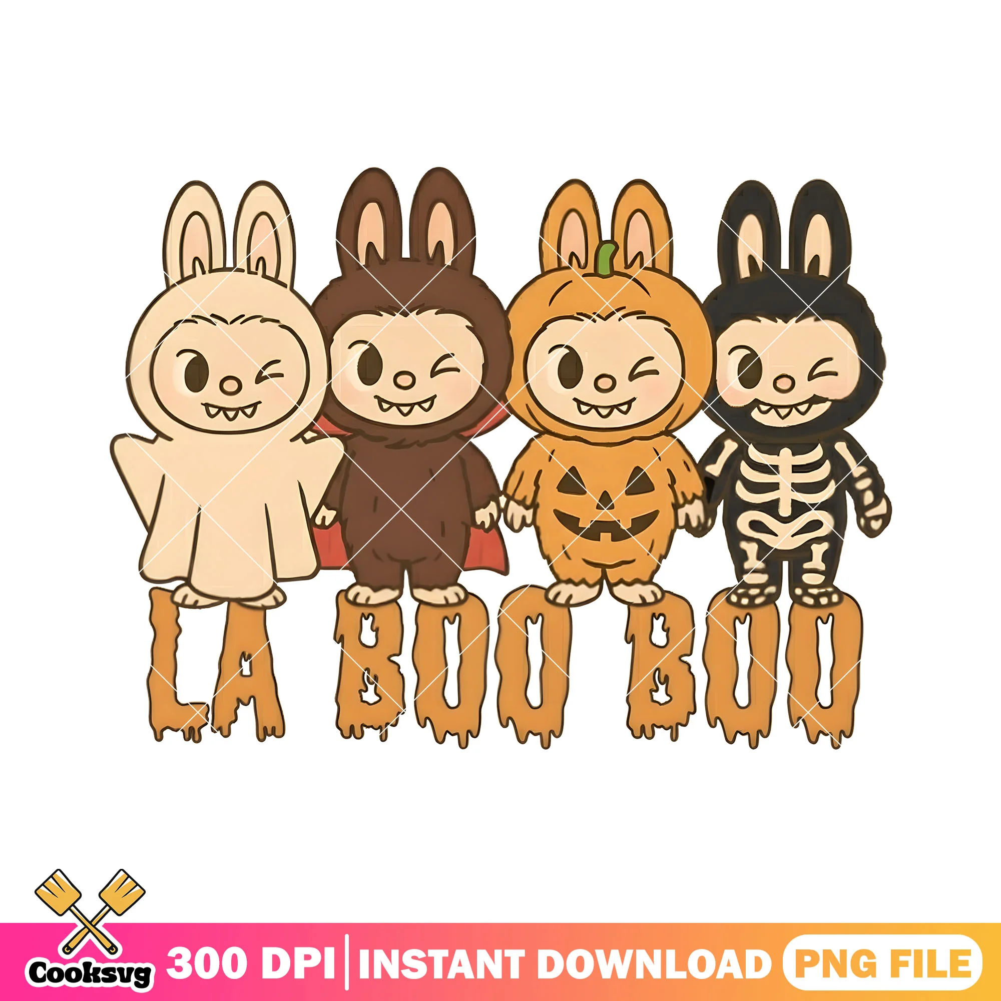 Ghost blaket labubu png, vampire costume png, jack o lantern png