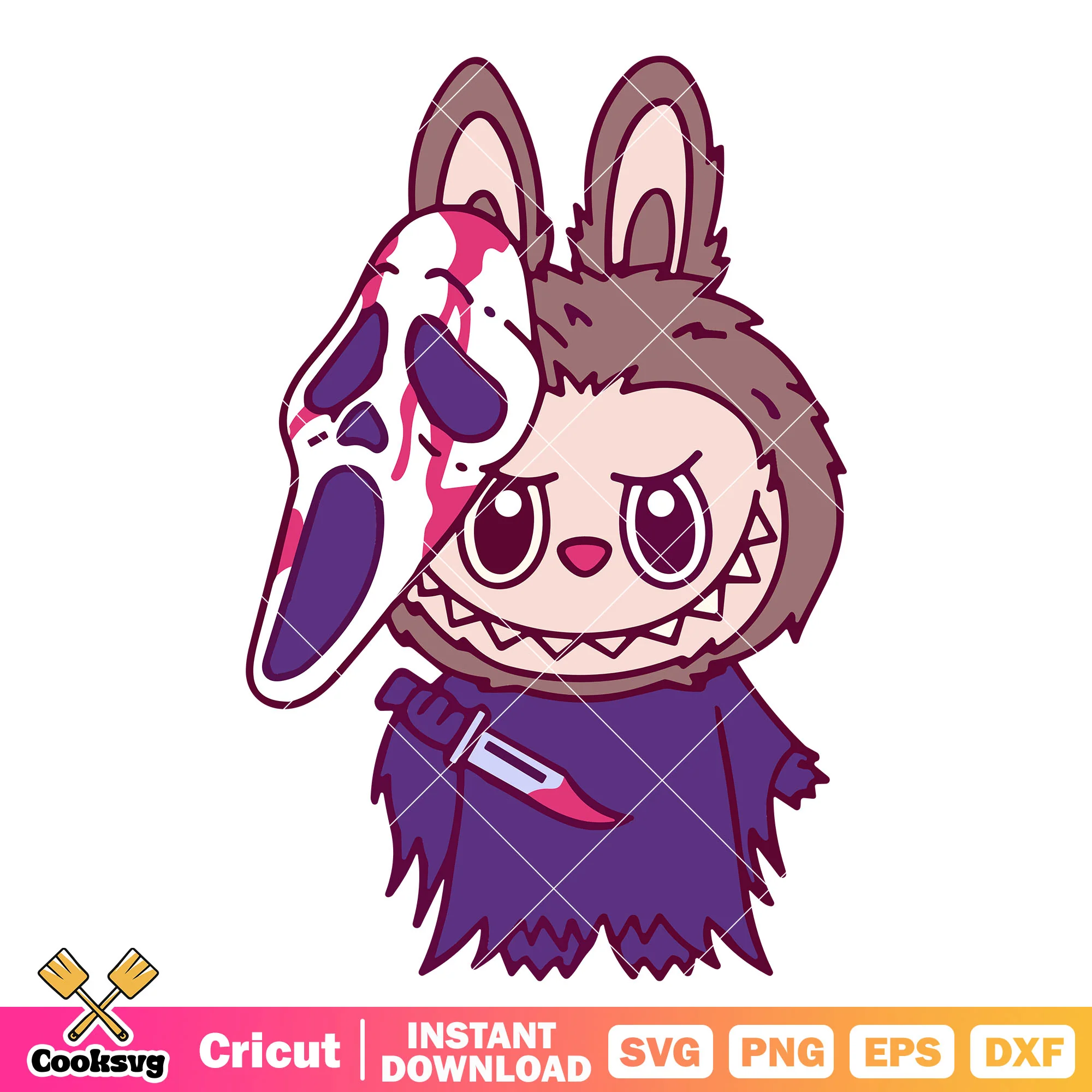 Ghost face labubu svg, labubu ghost svg, labubu halloween svg