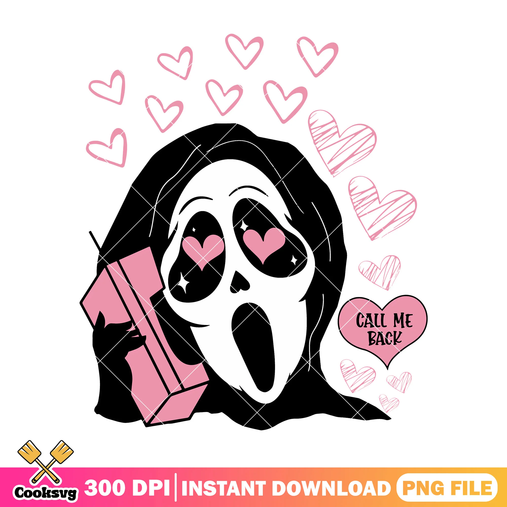 Ghost face valentine call me back png, happy valentine png