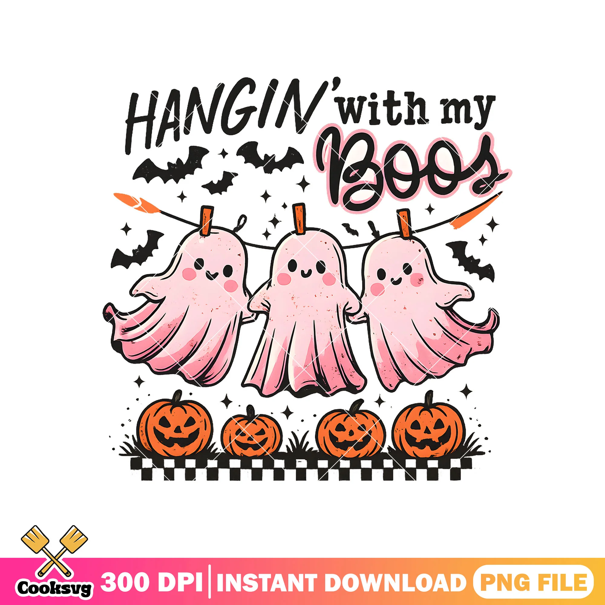 Ghost hangin with boos png, halloween boos png, ghost boo png