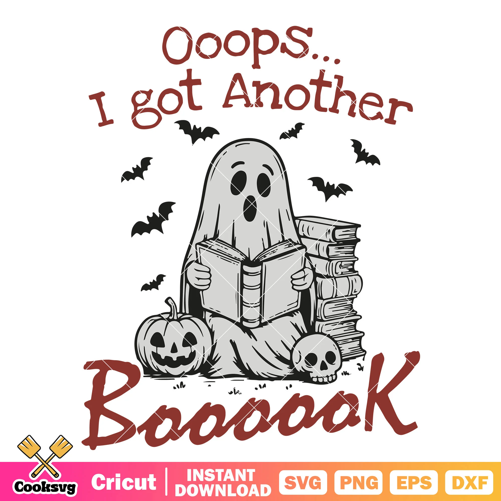 Ghost I got another book svg, halloween books svg, halloween ghost svg