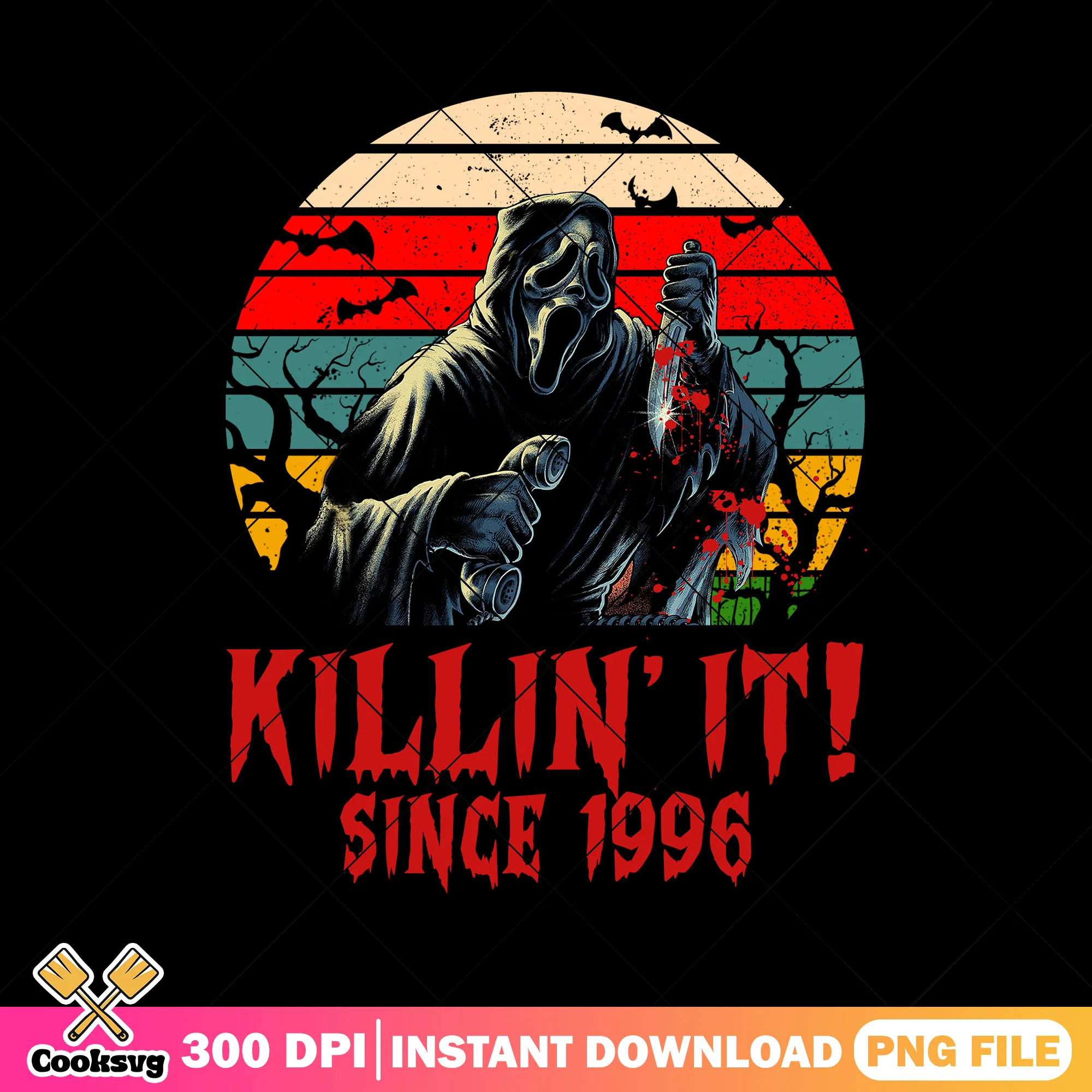 Ghost killin it since 1996 png, halloween movie png, horror png