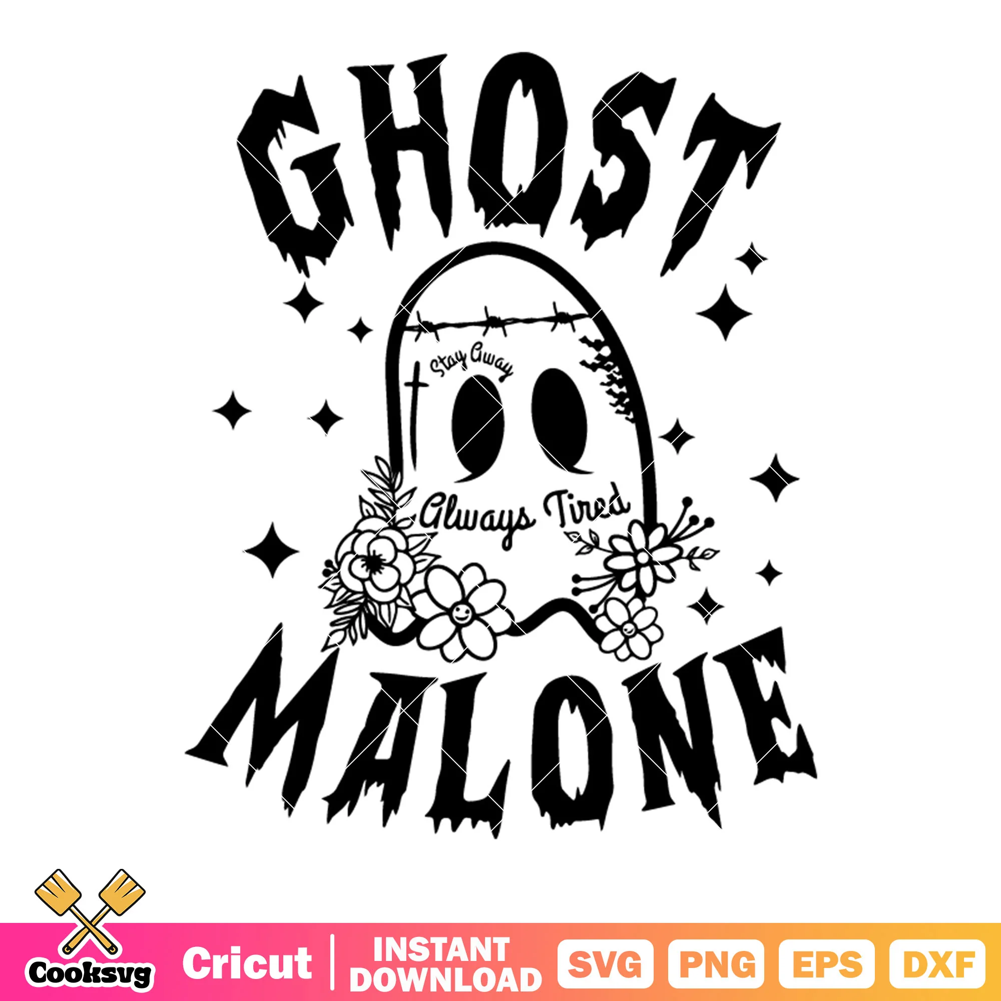 Ghost malone alway tired svg, flower garland svg, starry night svg
