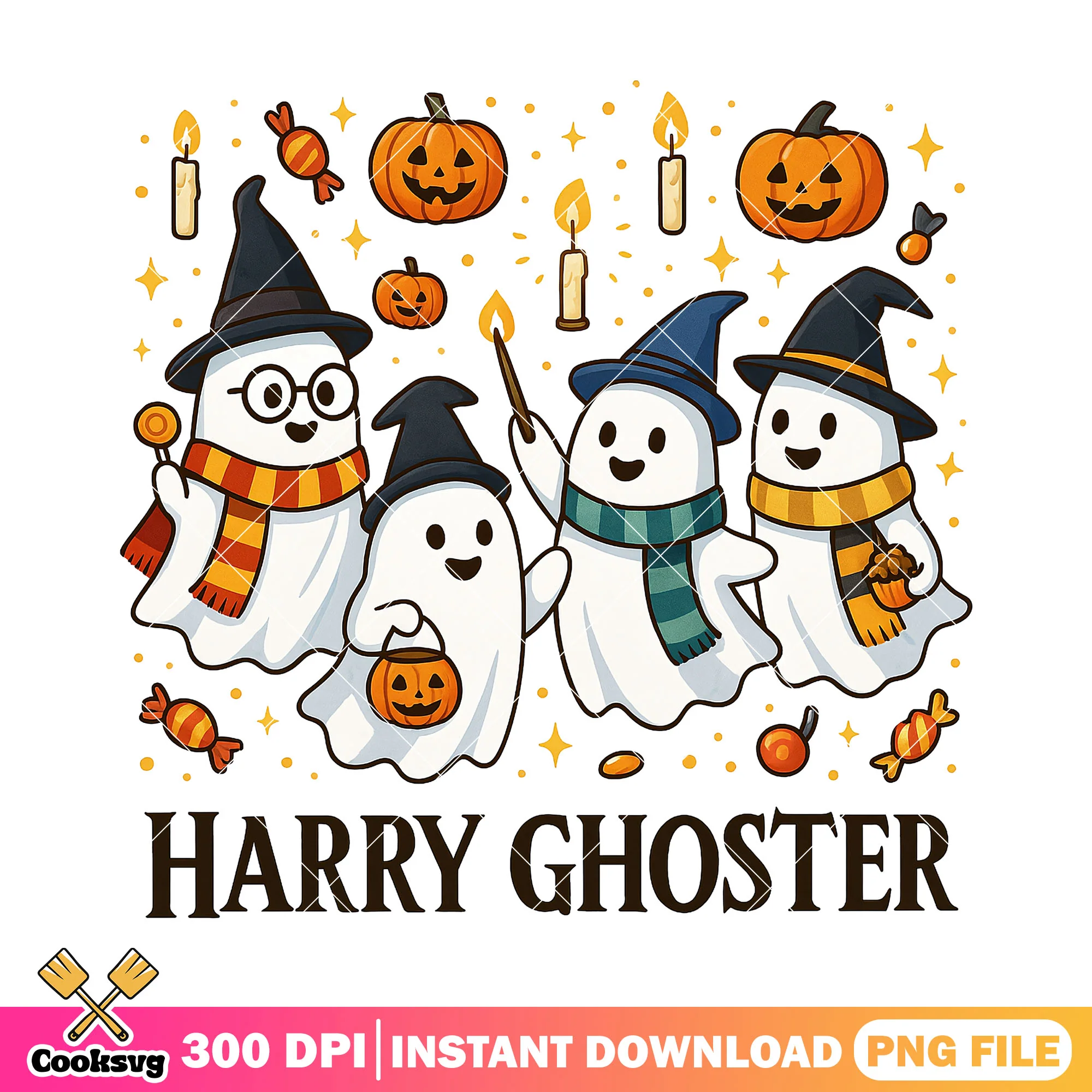 Ghost pumpkin witch png, halloween costume png, harry ghosters png