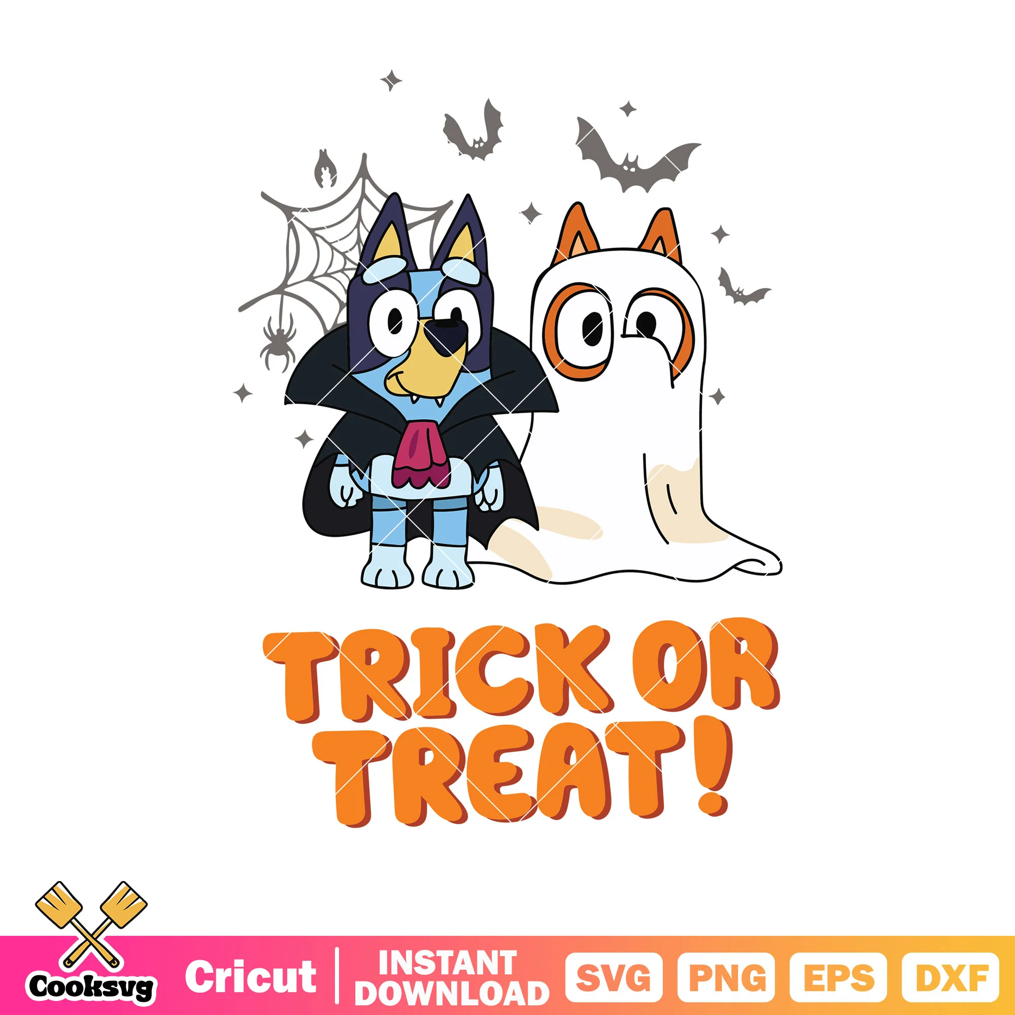 Ghost vampire bluey trick or treat svg, bluey halloween episode svg, bluey svg