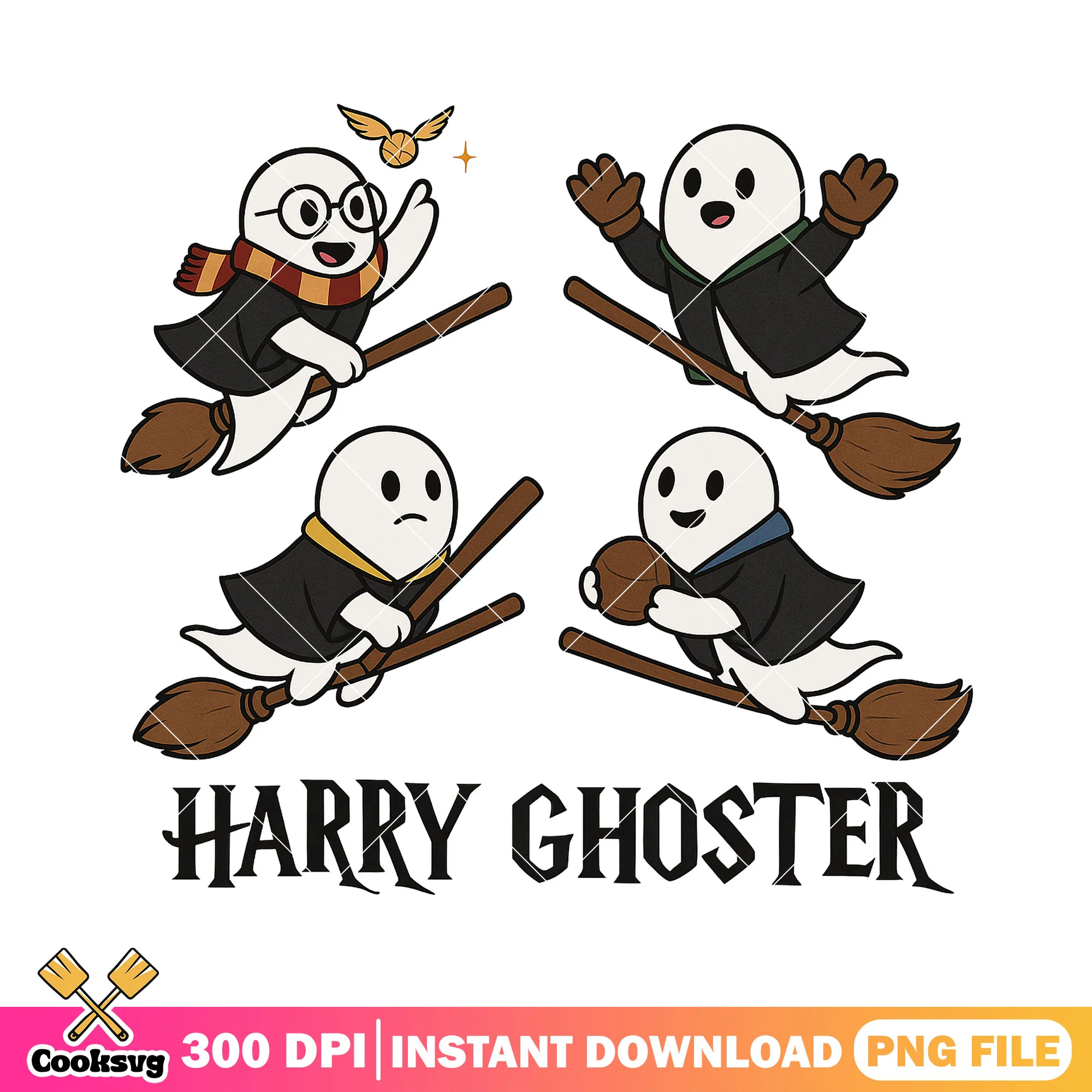 Ghosts on broomsticks png, harry ghoster png, harry potter ghost png