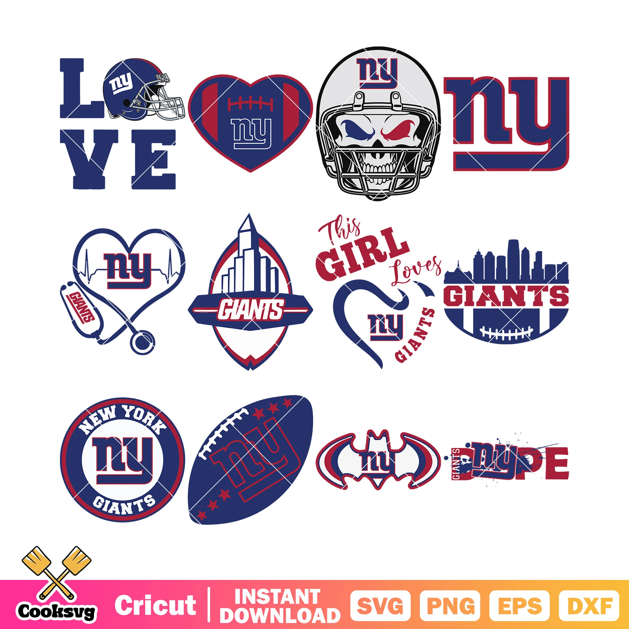 Giants skull new york bundle svg, nfl football team svg, nfl ball svg