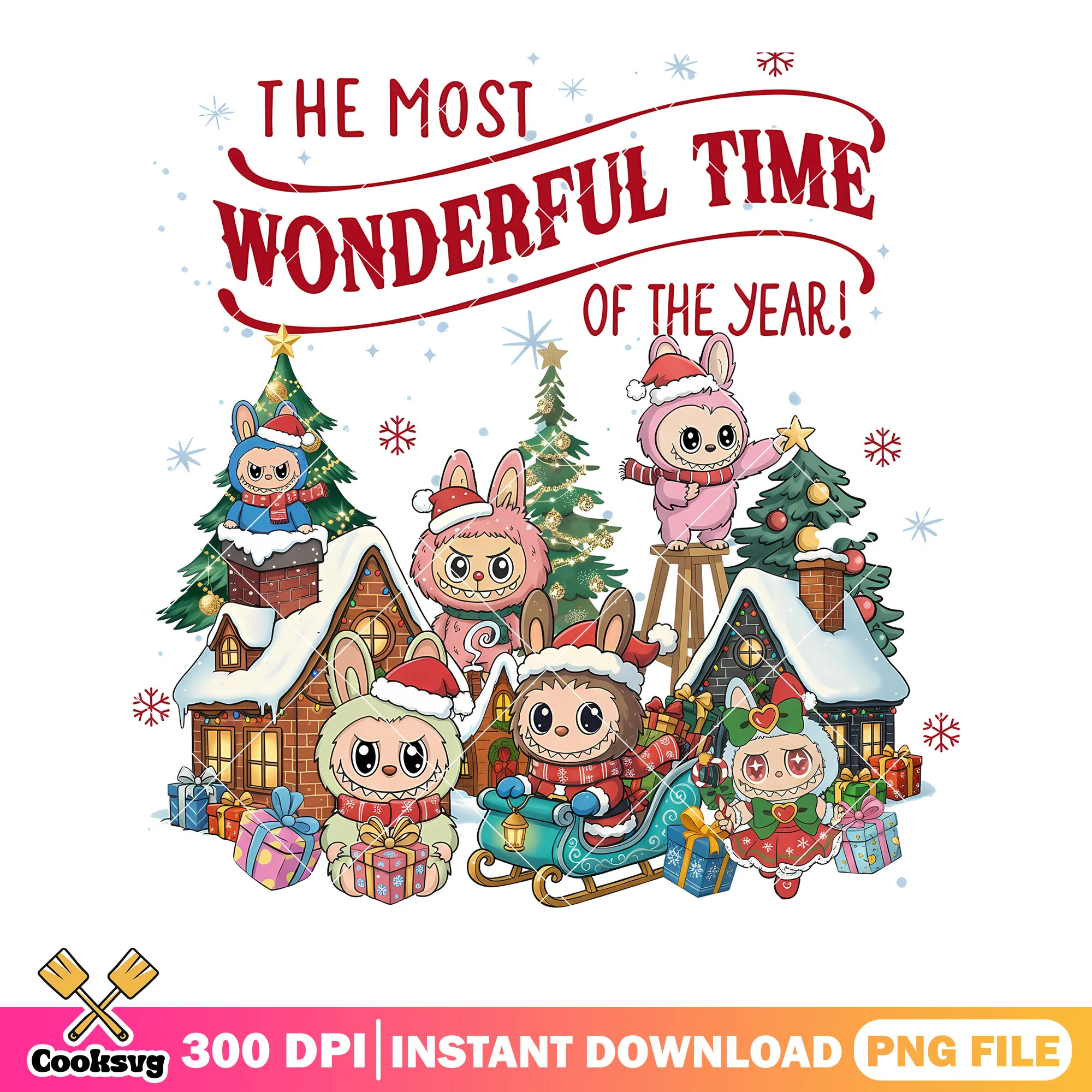 Gingerbread house png, christmas tree png, christmas gifts png