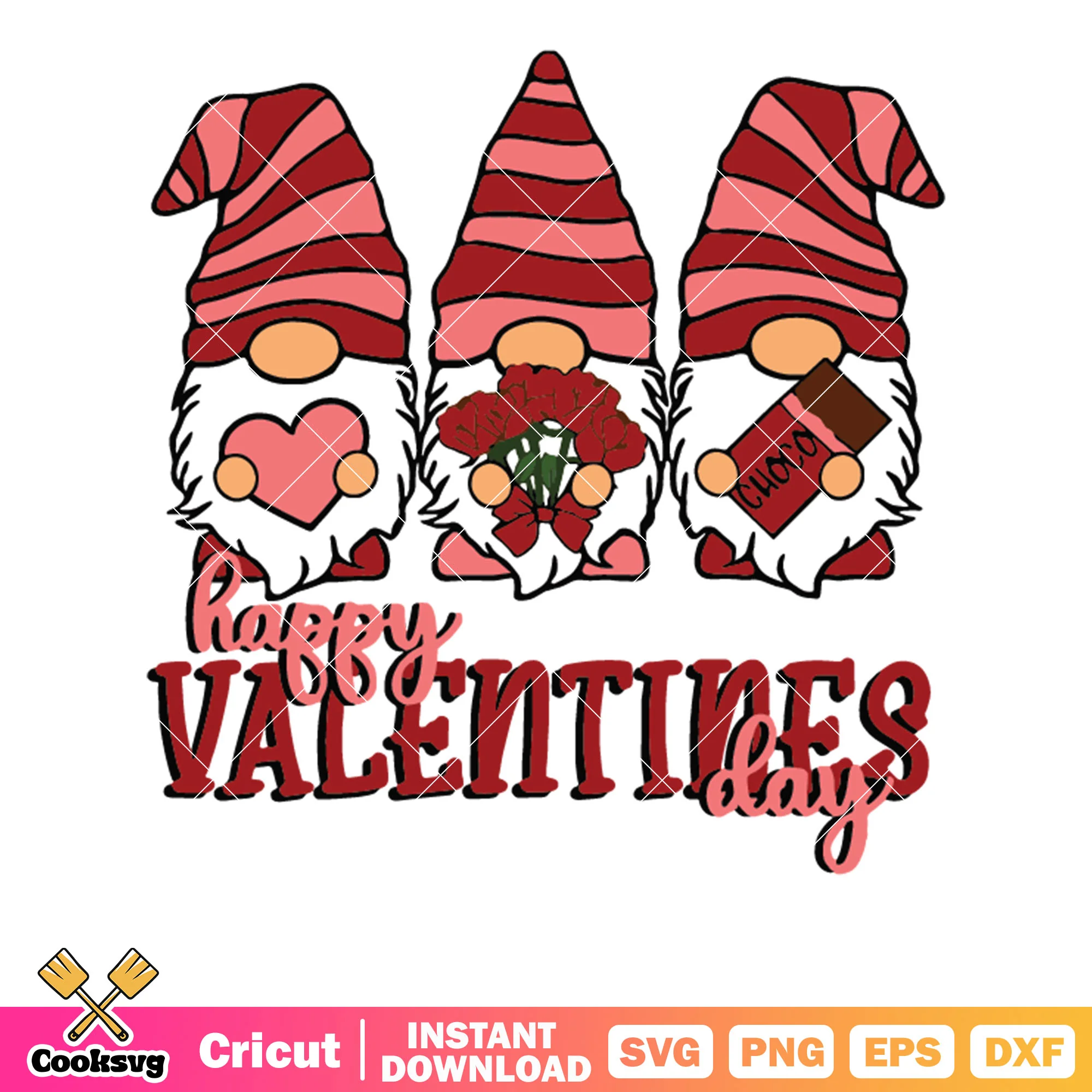 Gnome happy valentines day svg file, gnome valentine svg