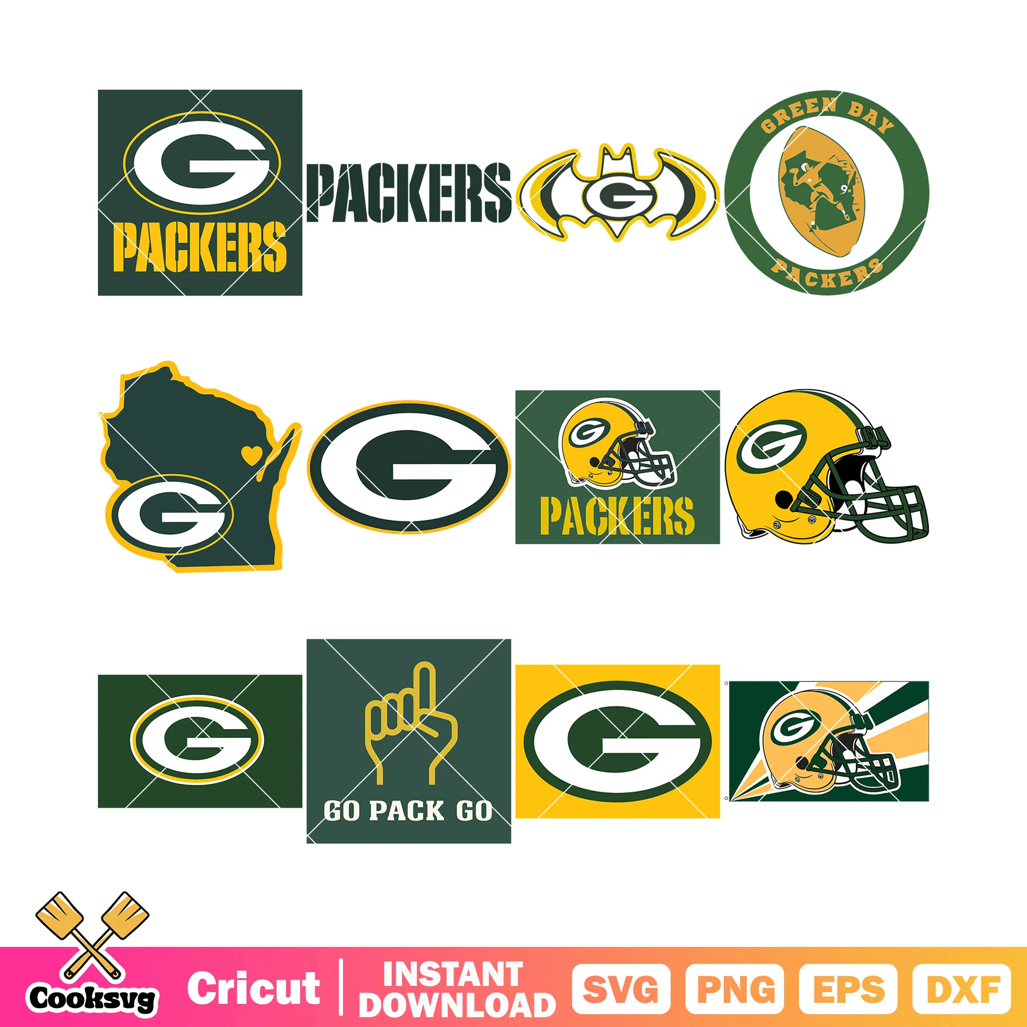 Go pack go batman bundle svg, green bay packers svg, nfl football teams svg