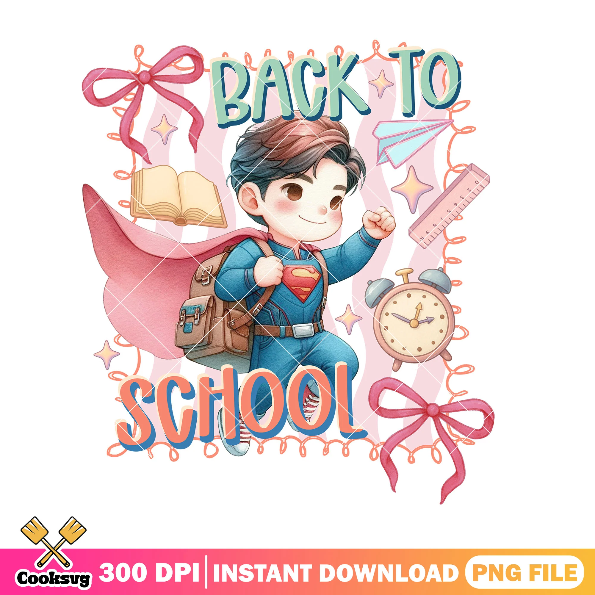 Go to school superman png, marvel cartoon png, back to school png