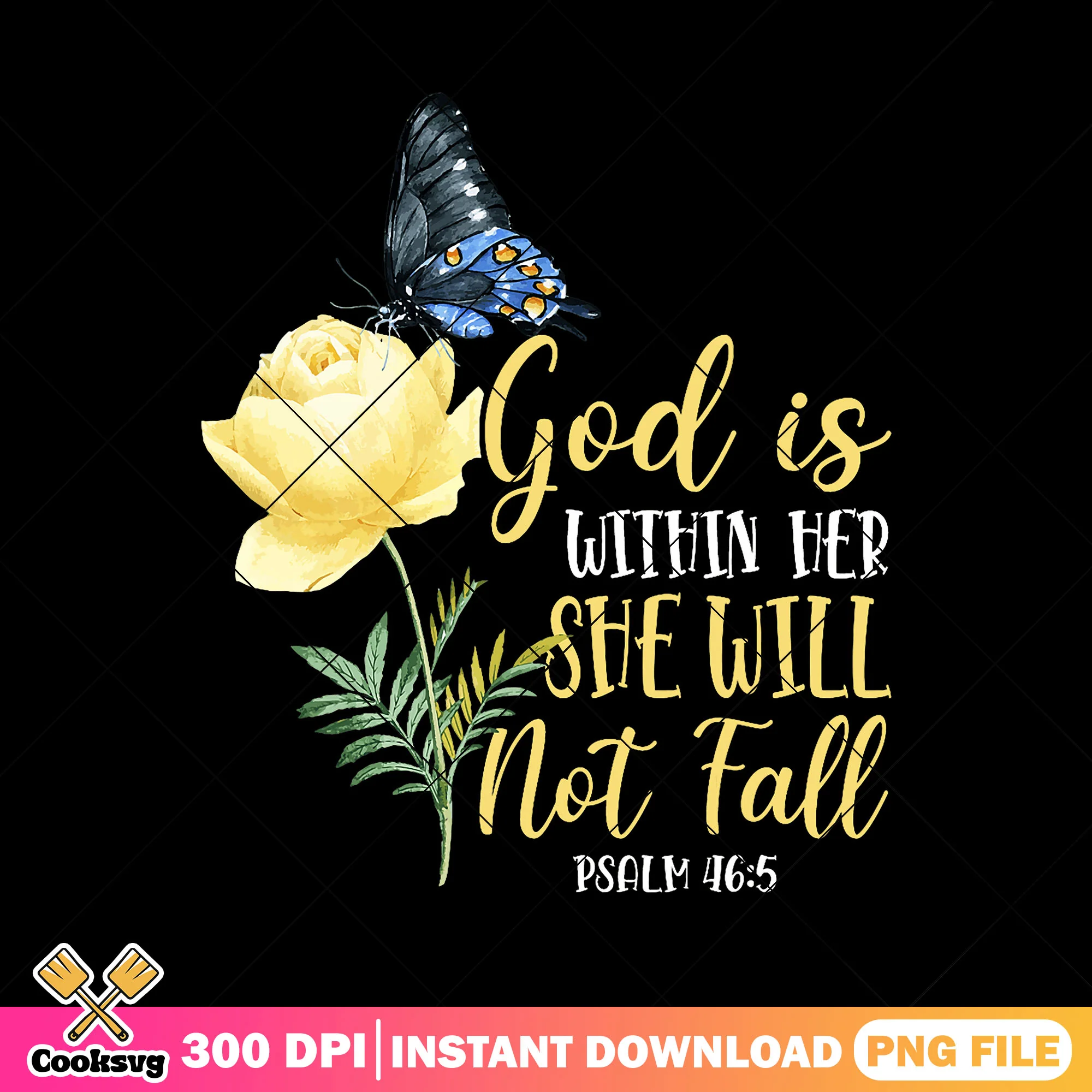 God is within her floral png, god quotes png, psalm 46 5 png