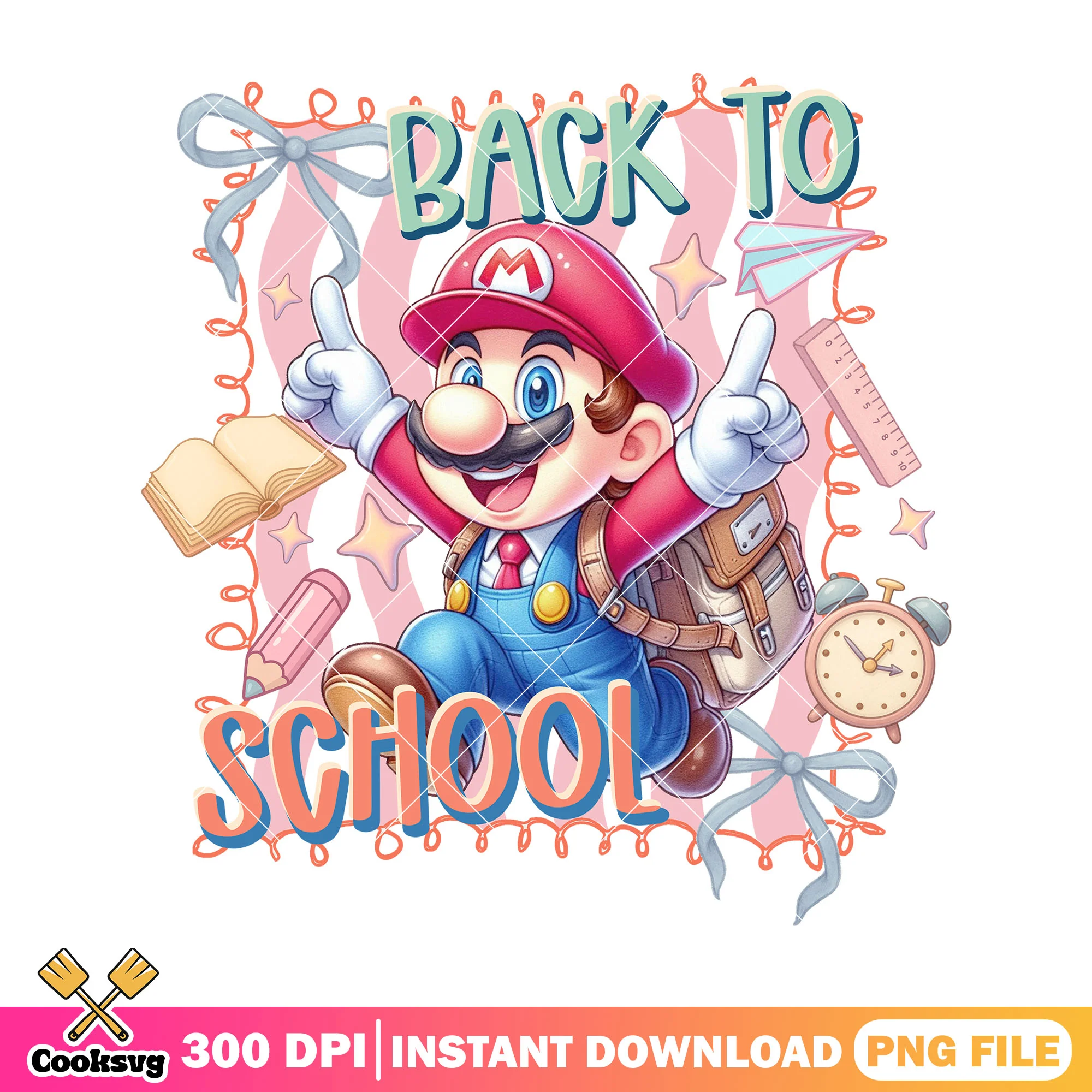 Going school with mario png, chibi mario png, go back to school png