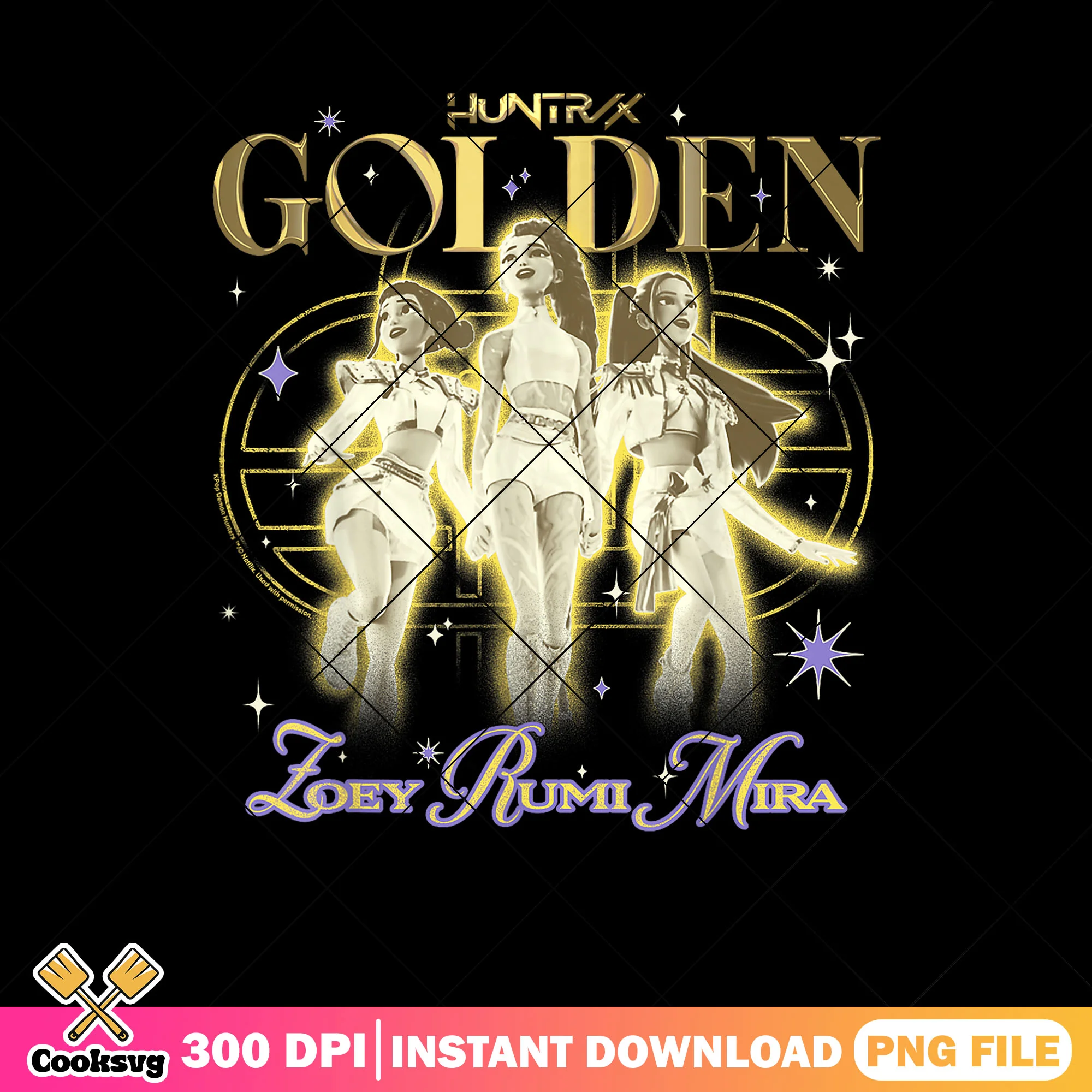 Golden girl design png, huntrix song png, huntrix band png