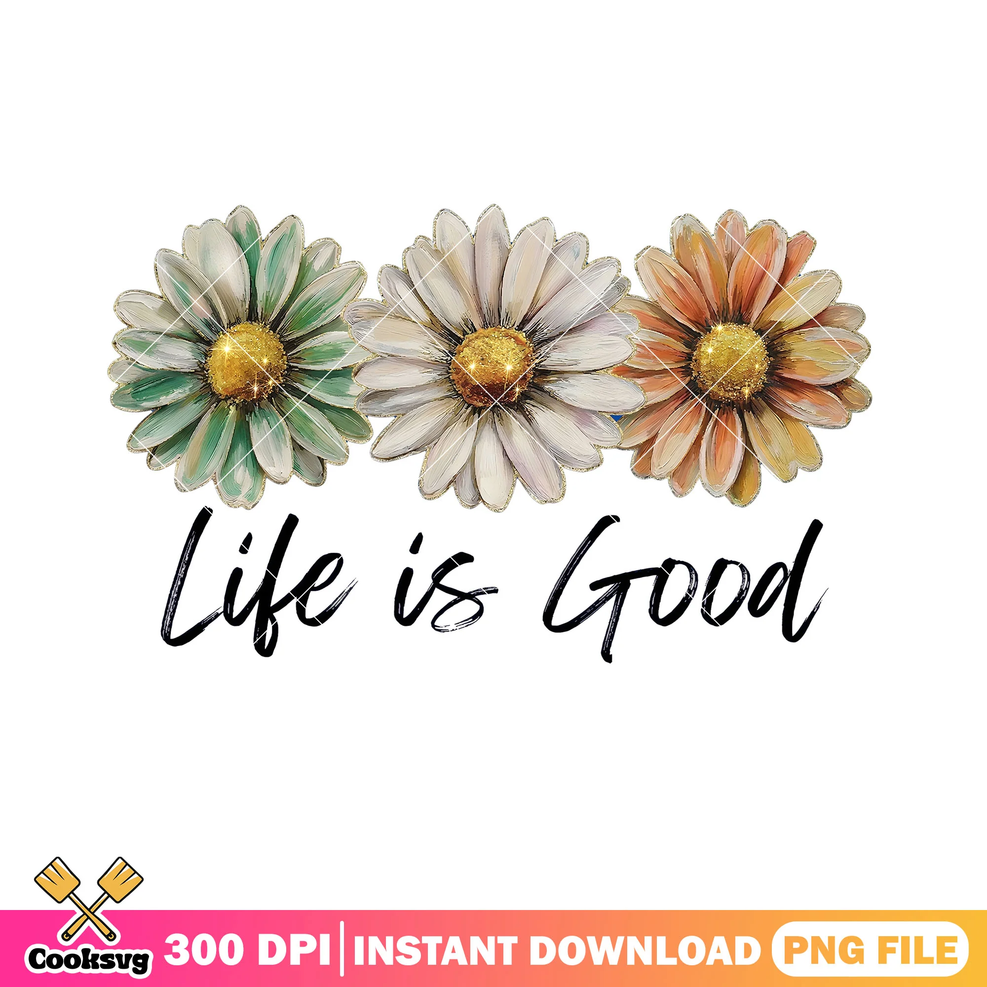 Good flower life poster png, daisy flower png, love bibble png