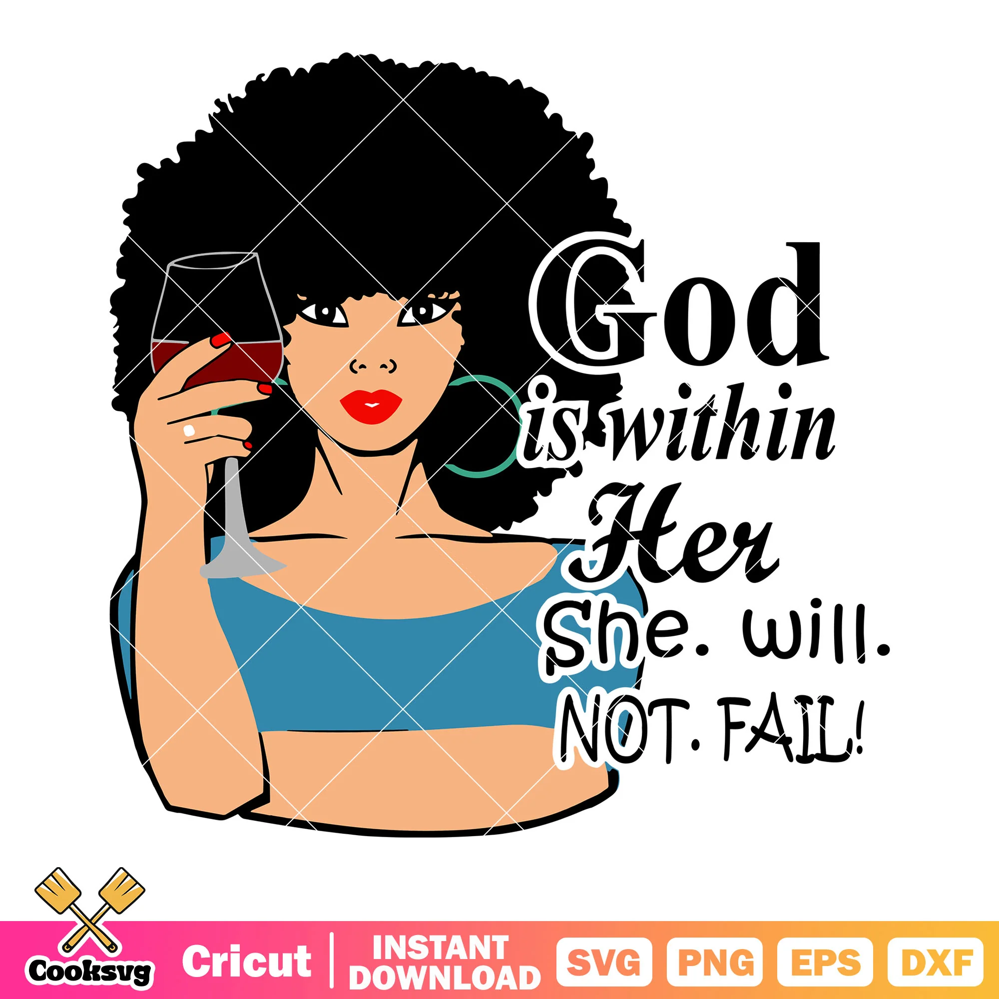 Good within her she will not fail svg, fluffy hair svg, hoop ring svg