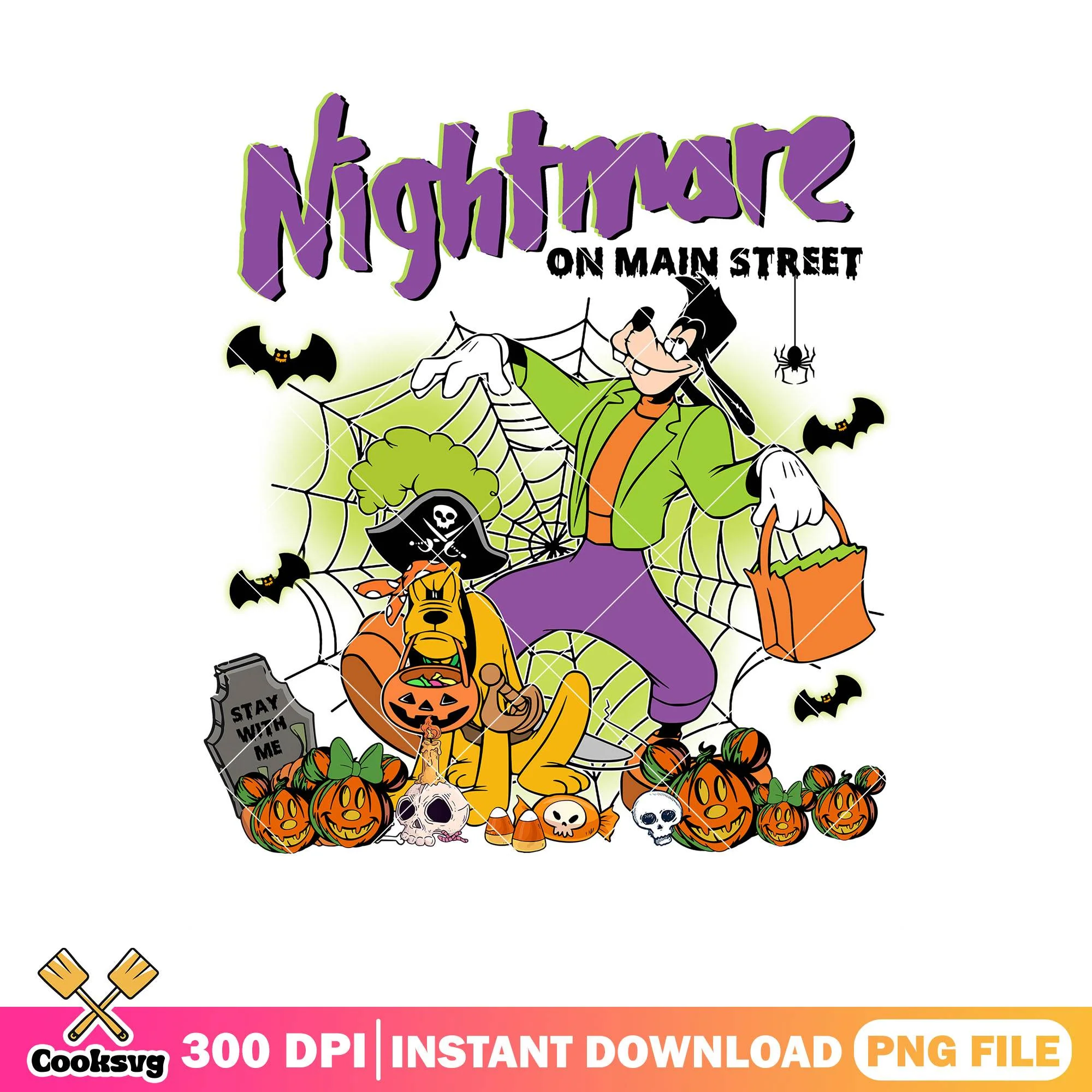 Goofy and pluto horror outfit png, disney cartoon png, halloween idea png