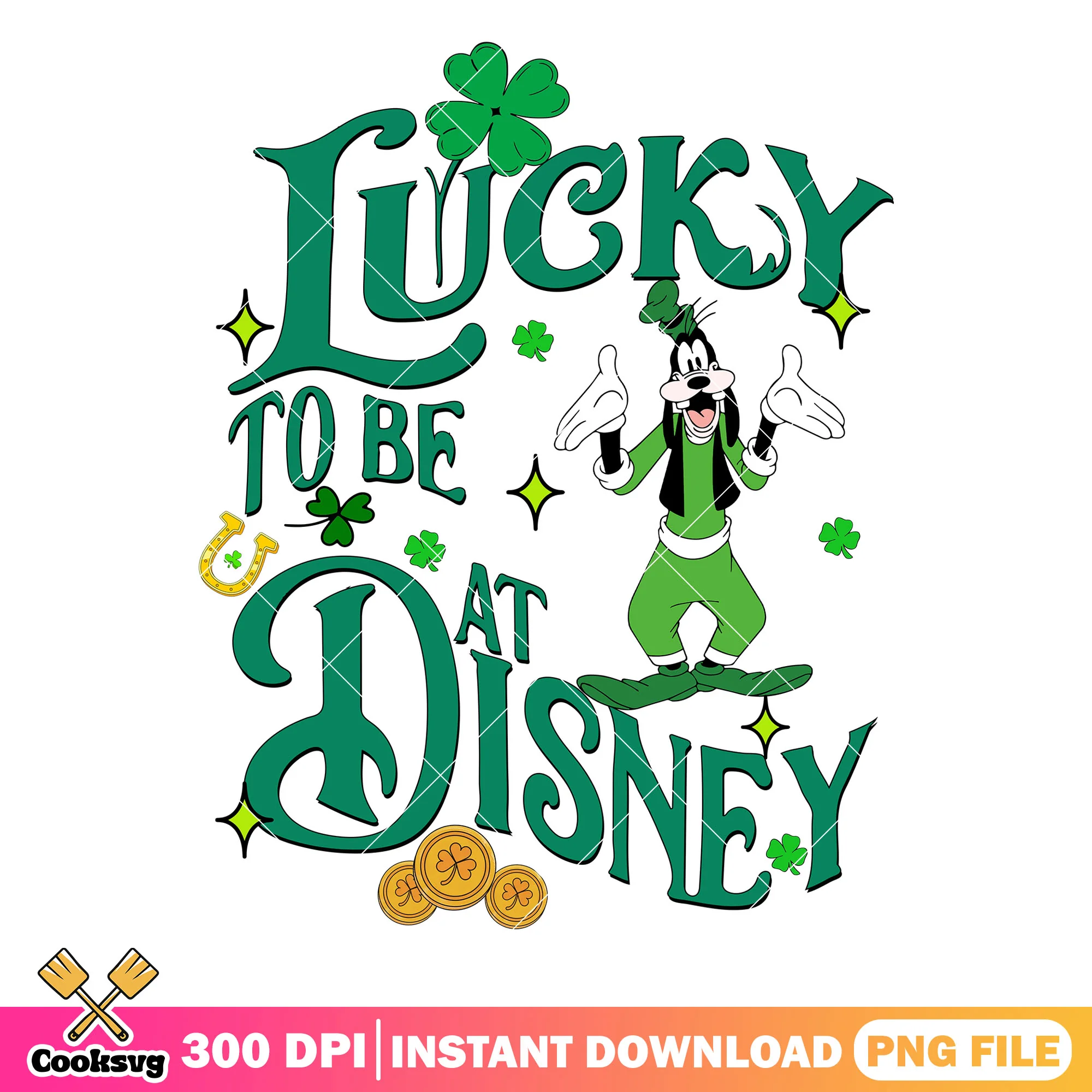 Goofy lucky to be at disney png, disney st patricks day png