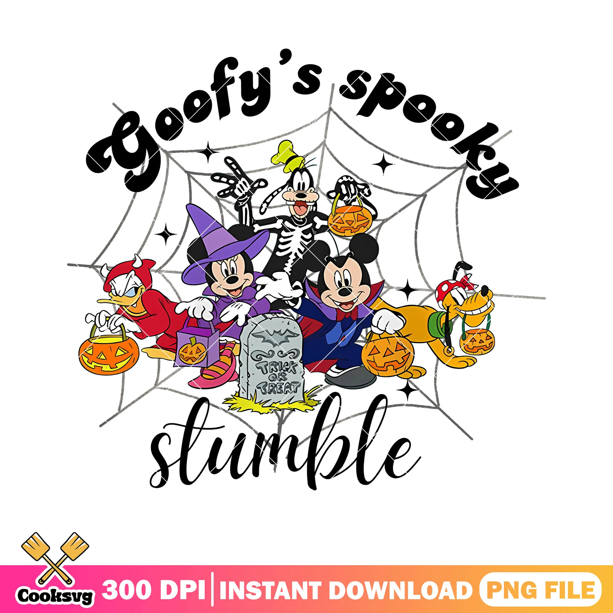 Goofy spooky stumble png, trick or treat png, skeleton costume png