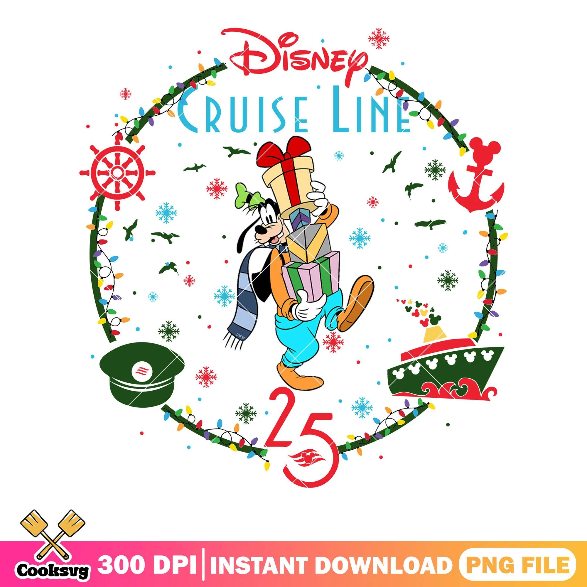 Goofy with christmas gifts png, goofy png, disney christmas png