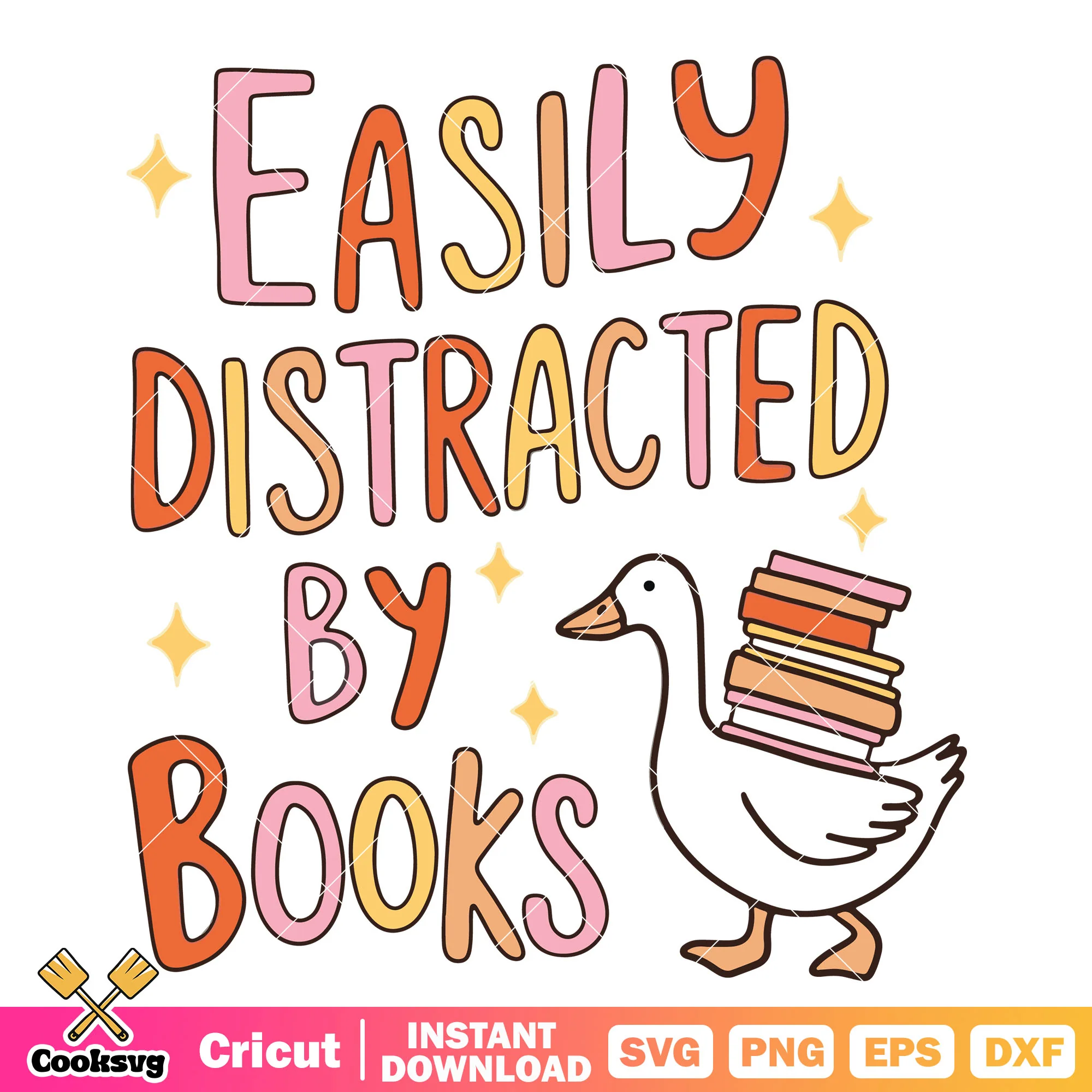 Goose easily distracted by books svg, easily distracted by books svg