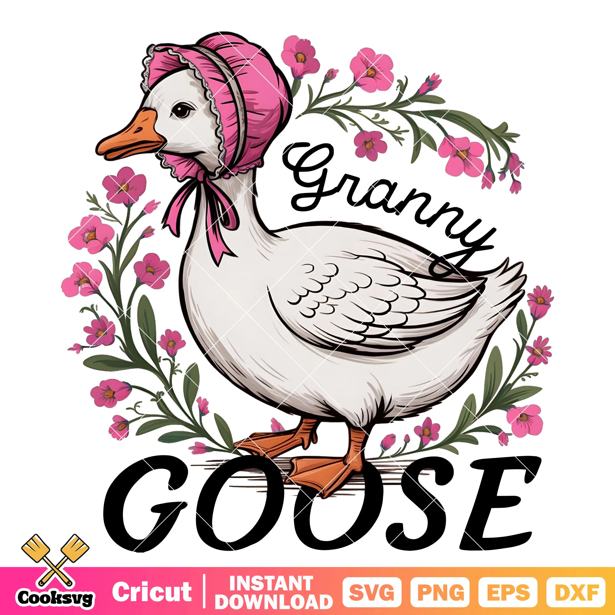 Goose granny and flower svg, trending goose svg, goose svg