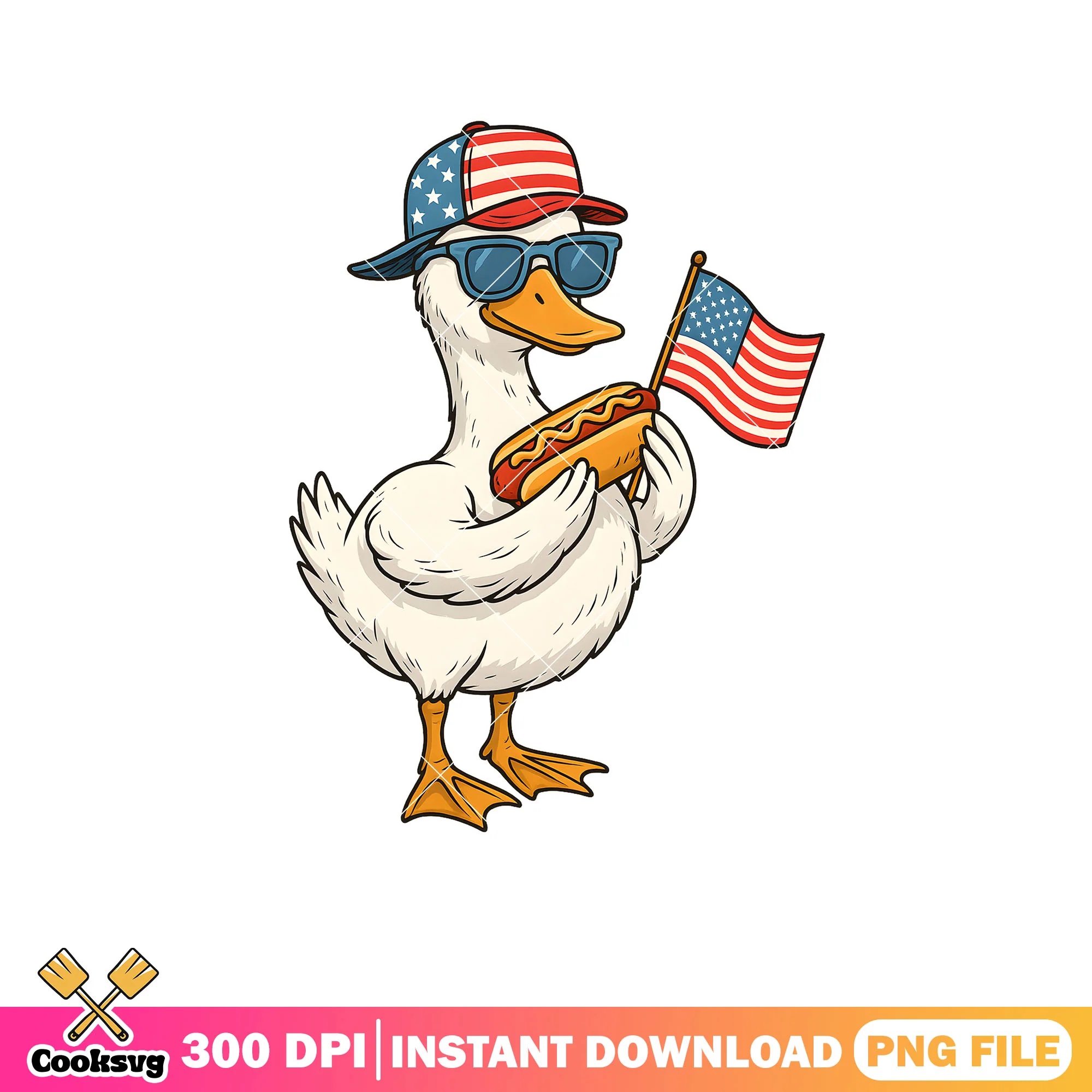 Goose hot dog america png, goose america png, america flag png