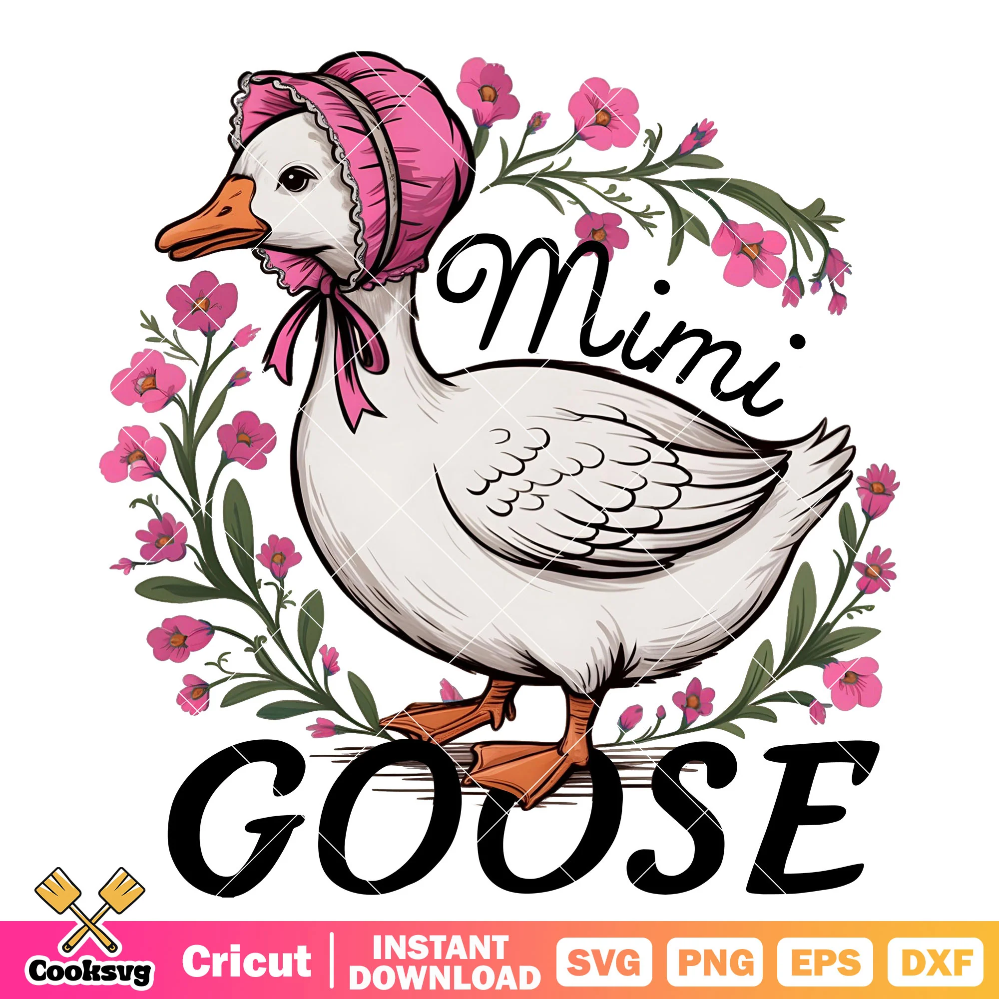 Goose mimi and flower svg, trending goose svg, goose svg