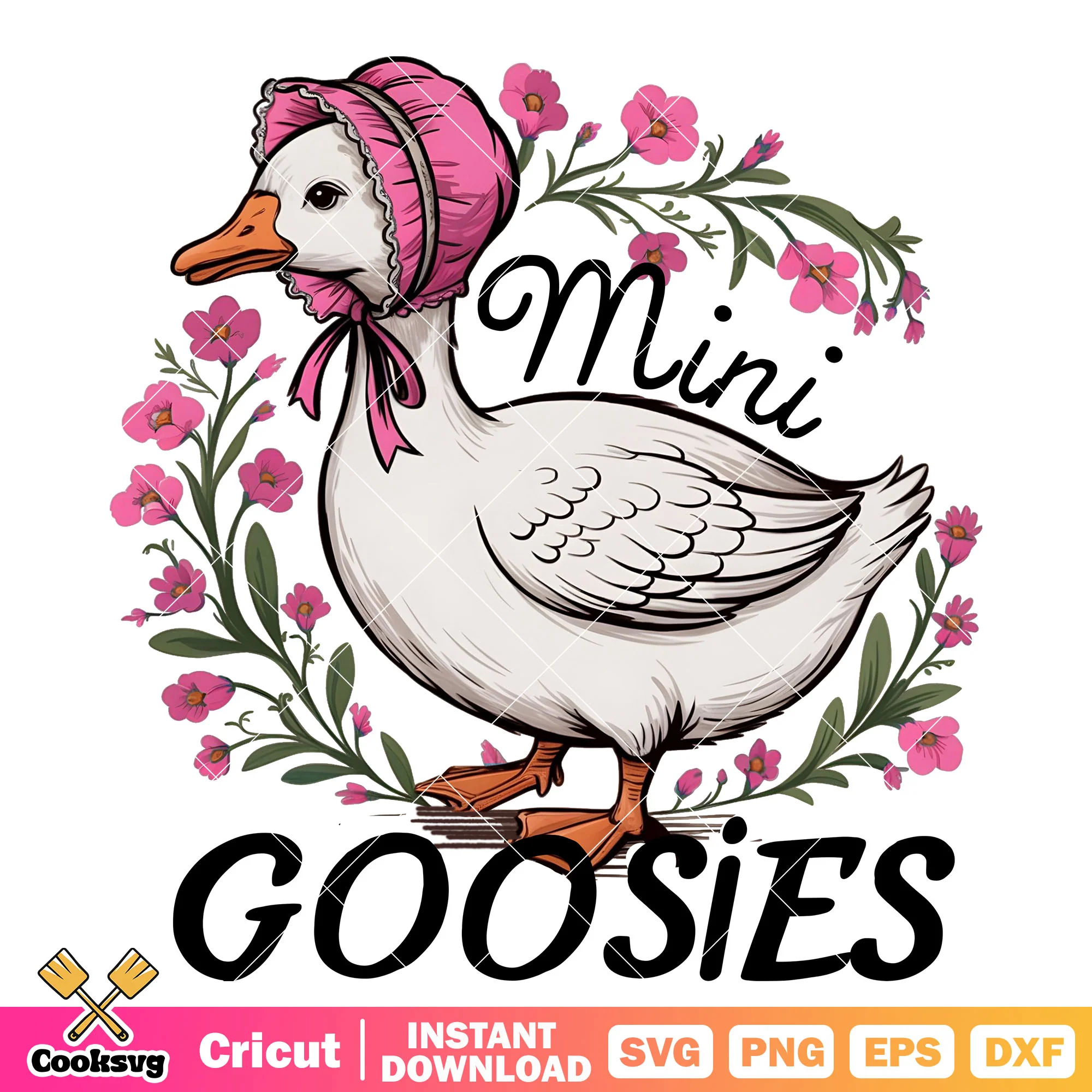 Goose mini and flower svg, trending goose svg, goose trend svg