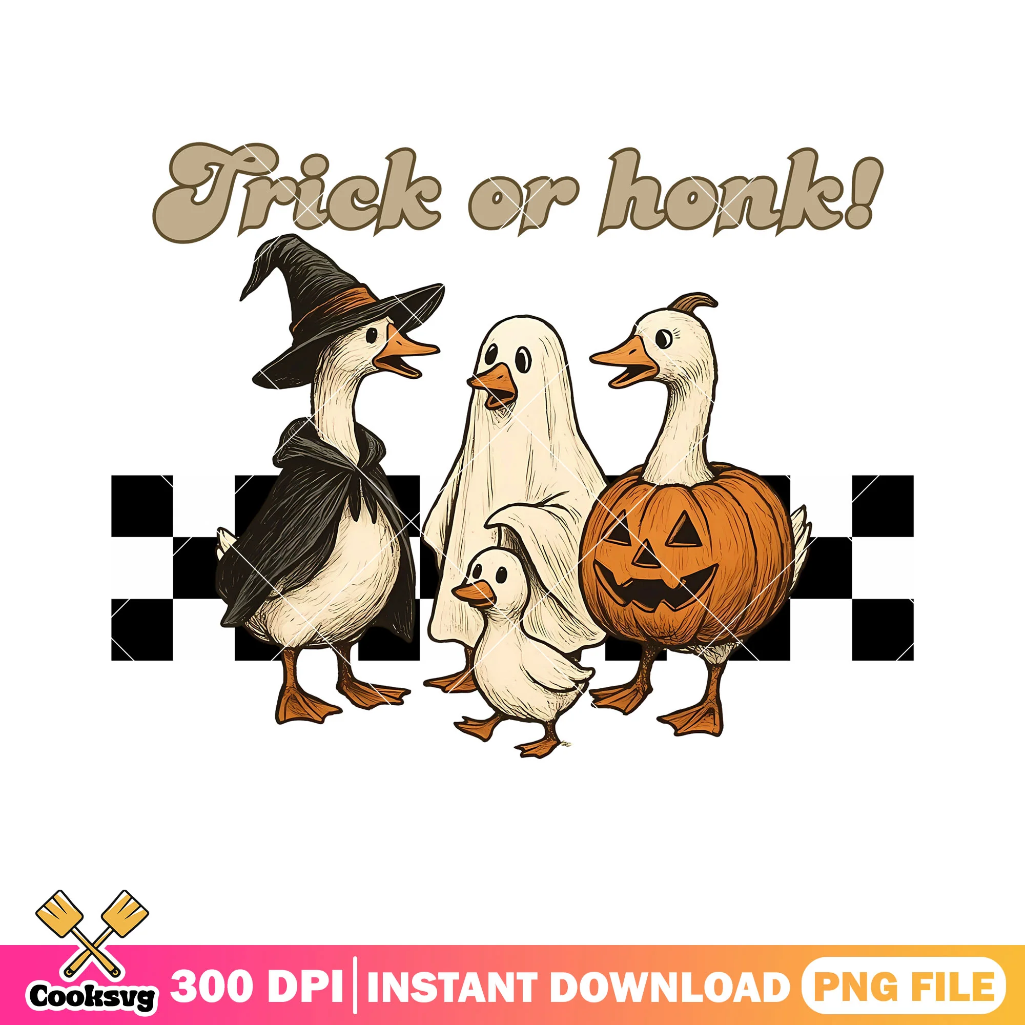 Goose trick or honks png, scary pumpkin costume png, scary halloween night png