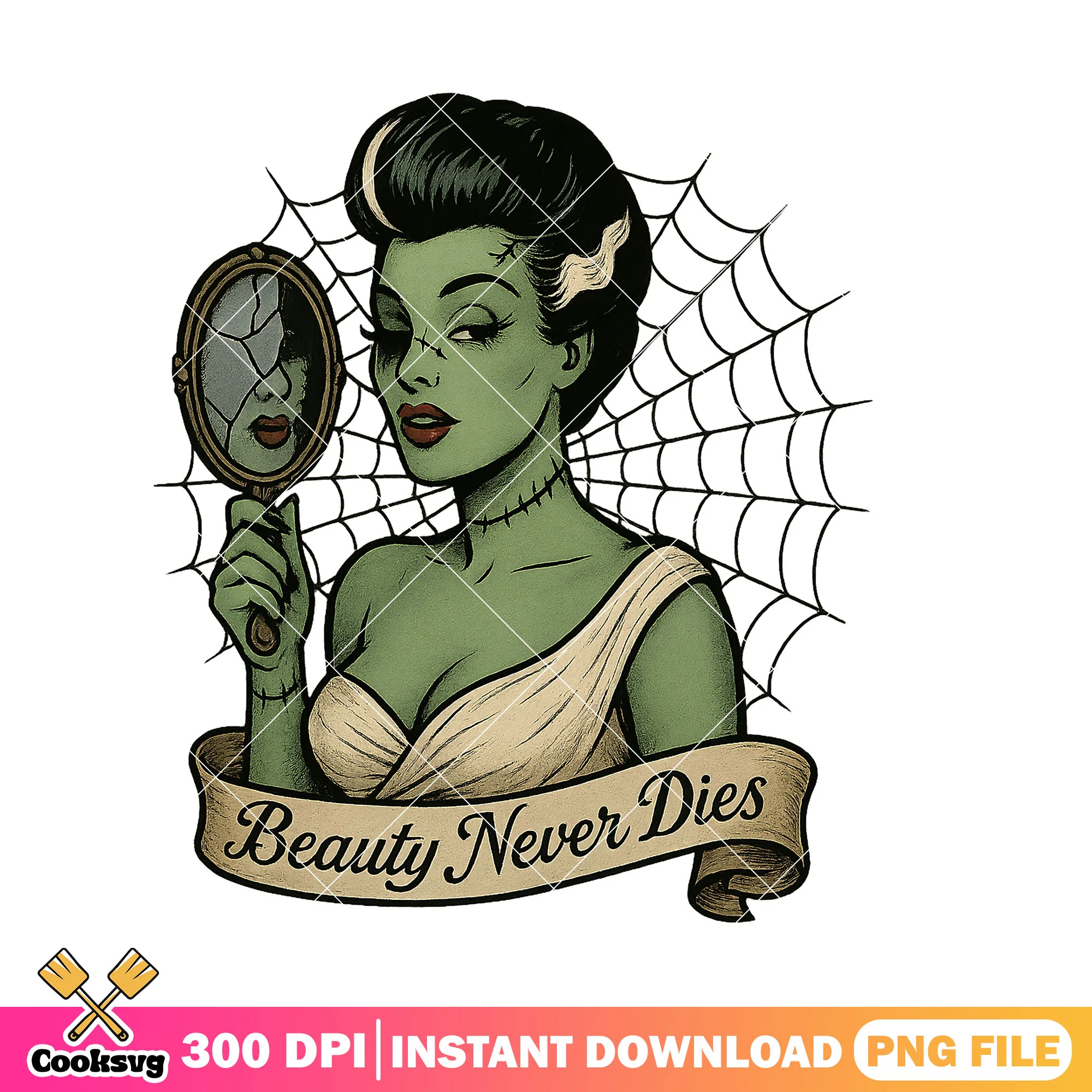Gothic beauty monster png, happy halloween png, halloween fun png