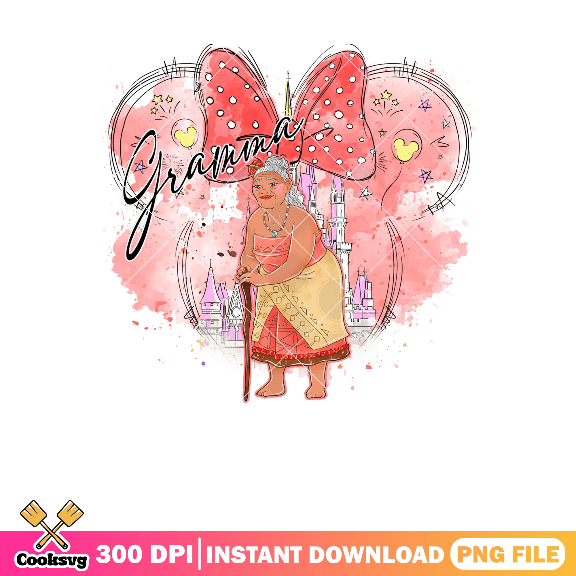 Gramma disney bow png, moana gramma png, moana 2 png