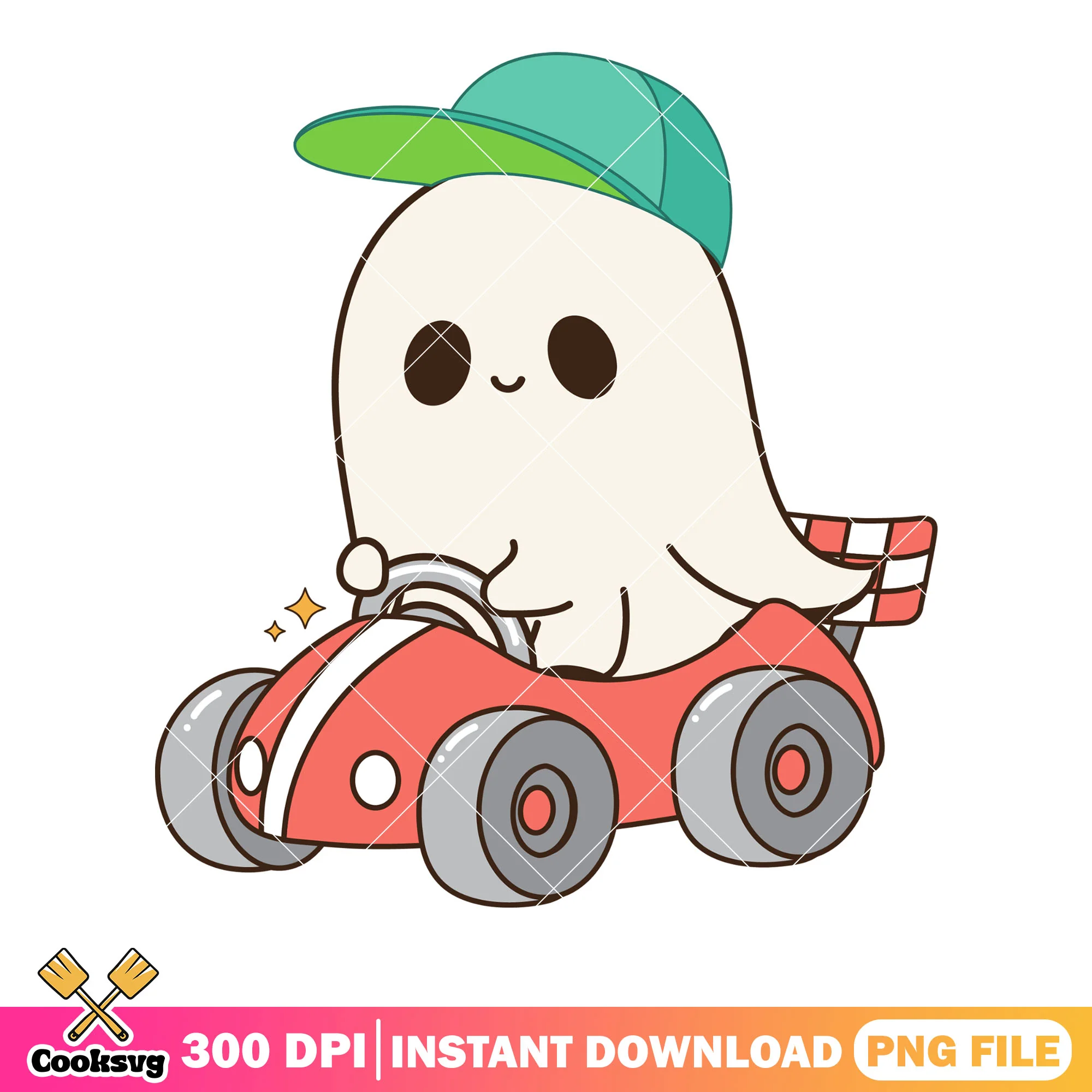 Green hat red toy car png, ghost costumes png, scary night png