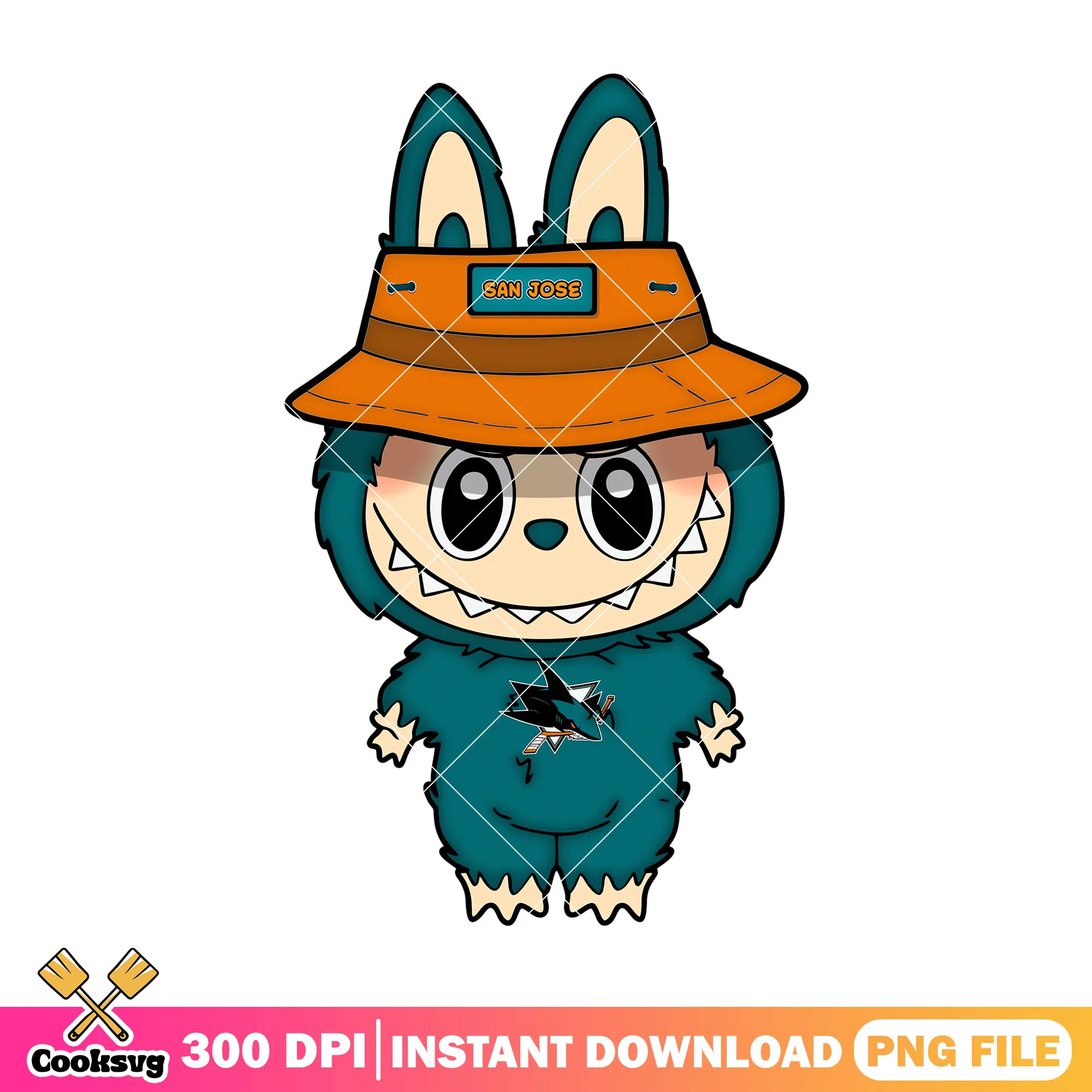 Green labubu baby monster design png, san jose sharks png, labubu png