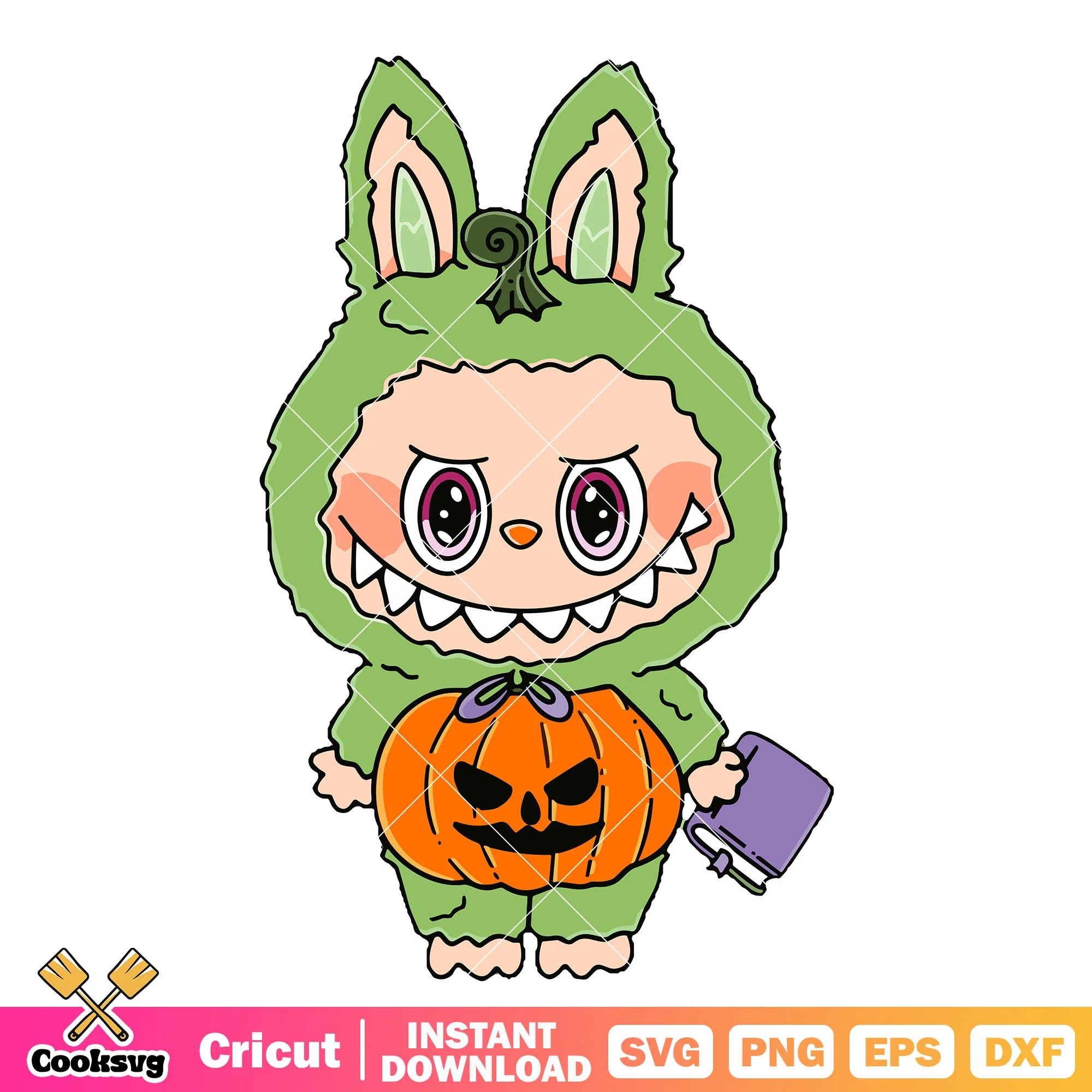 Green labubu pumpkin svg, labubu pumpkin svg, green labubu svg
