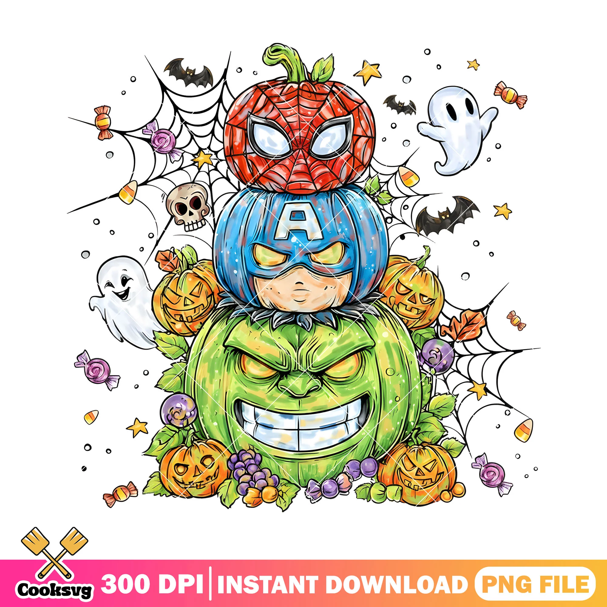 Green monster pumpkin png, jack o lantern png, spider man png