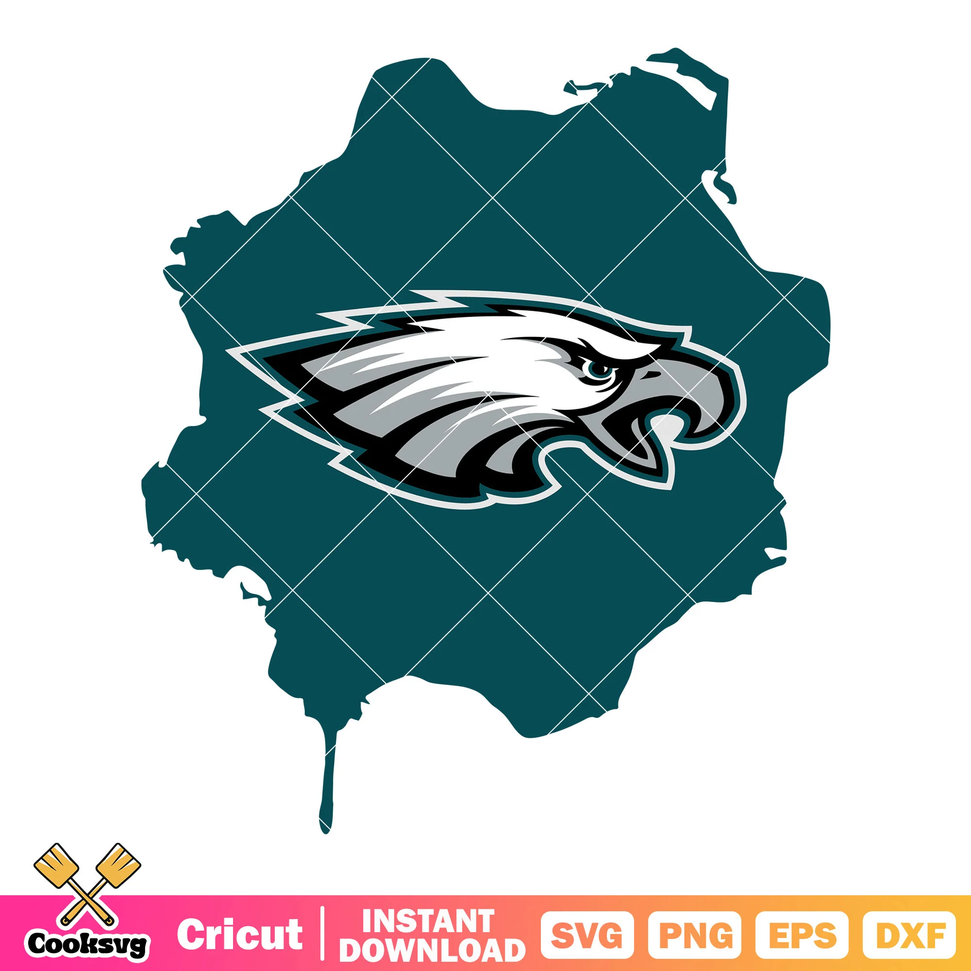 Green paint eagles head svg, philadelphia eagles svg, usa football svg